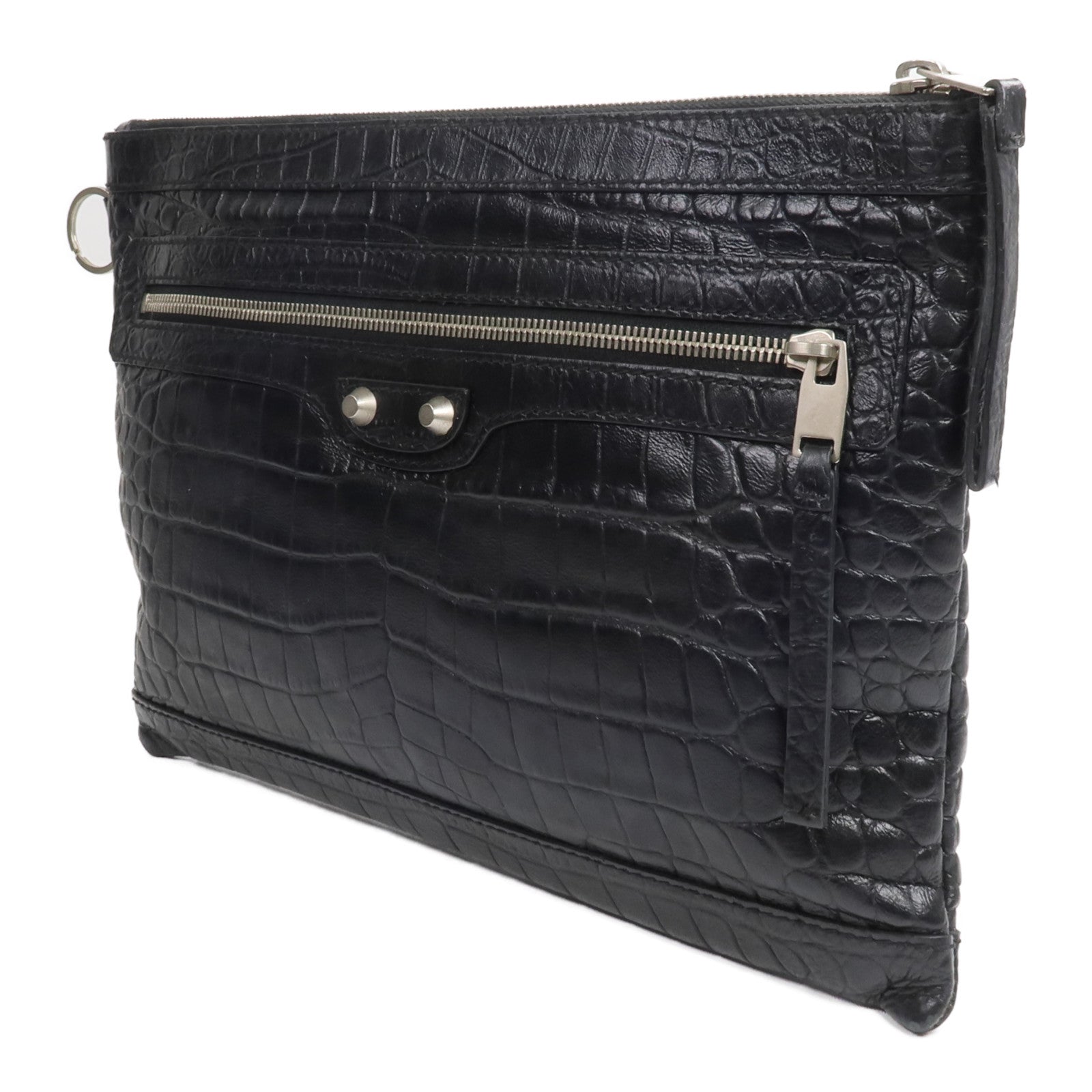 BALENCIAGA 牛皮皮革Crocodile Embossed Classic Clutch手拿包
