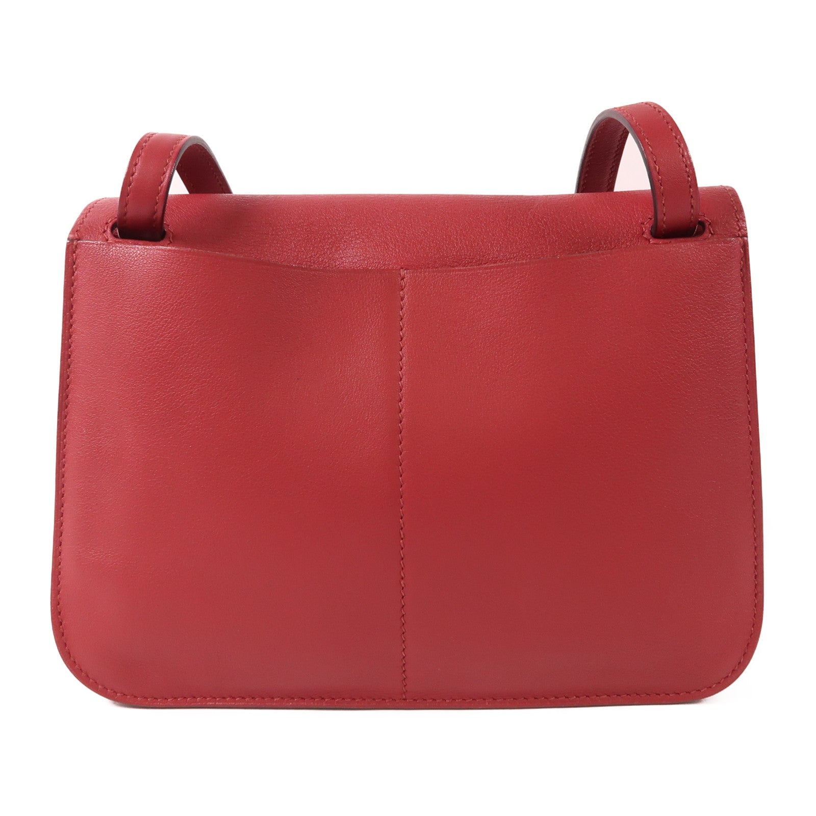 HERMES Swift皮革Mini Halzan銀扣手挽肩背兩用袋Rouge Garance