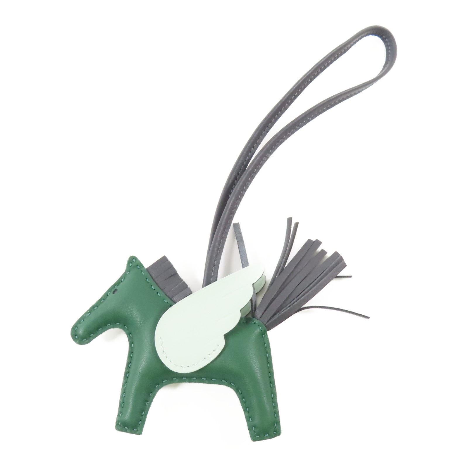 HERMES Rodeo Pegase PM Charm Swift Leather Vert Moyen/Black