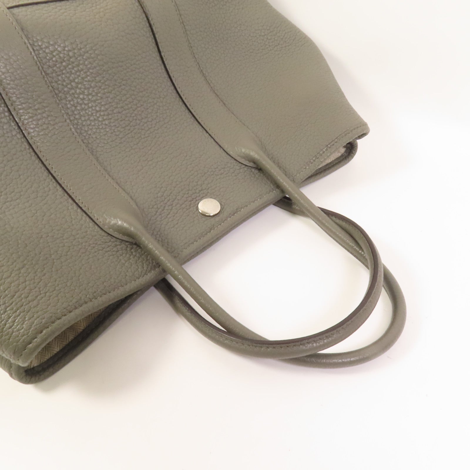 HERMES Negonda皮革Garden Party TPM銀扣手挽袋Gris Meyer