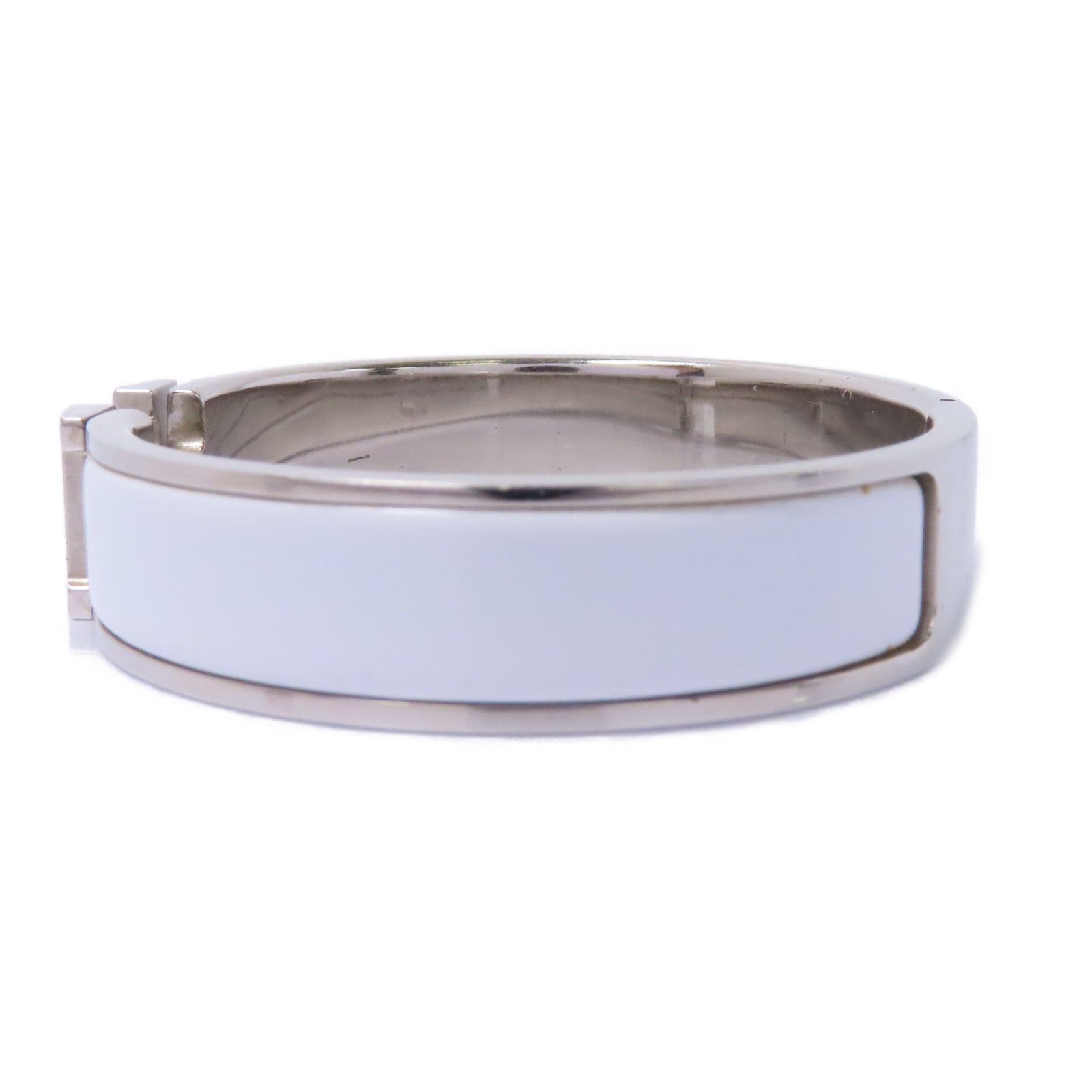 HERMES 琺瑯/金屬Clic H PM Bracelet手鐲白色/銀色
