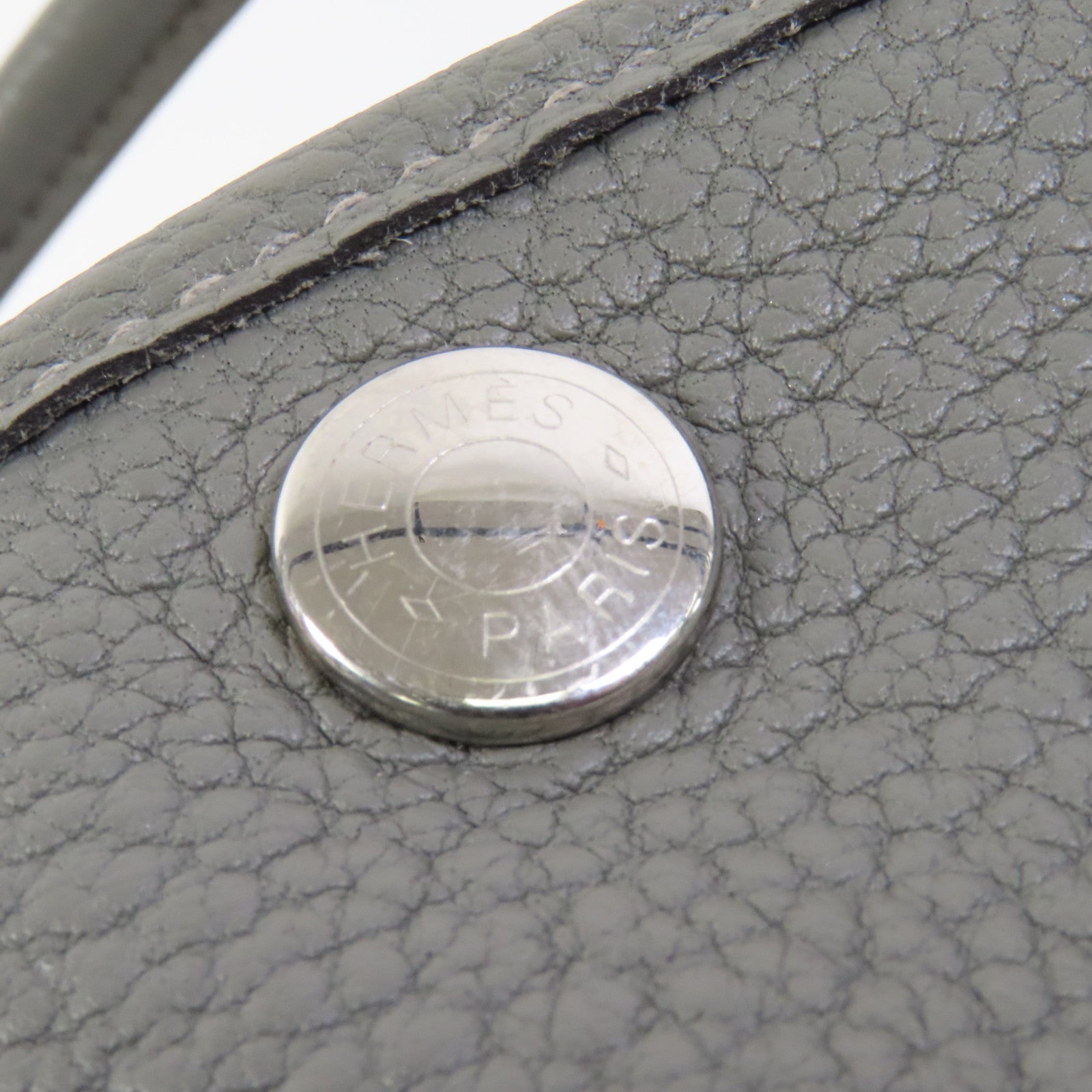 HERMES Negonda皮革Garden Party TPM銀扣手挽袋Gris Meyer