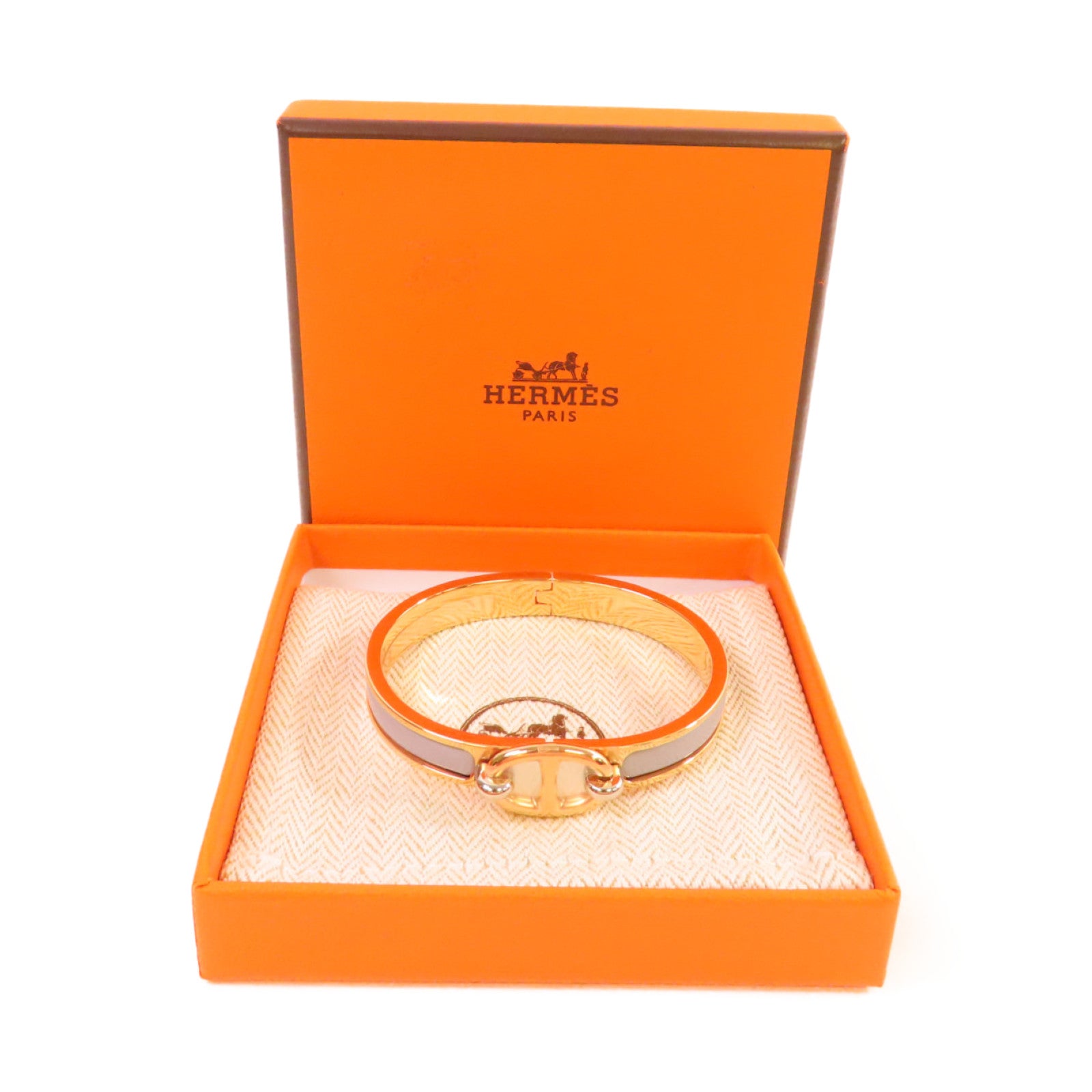HERMES 金屬/琺瑯Mini Clic Chaine d'Ancre Bracelet手鐲灰色