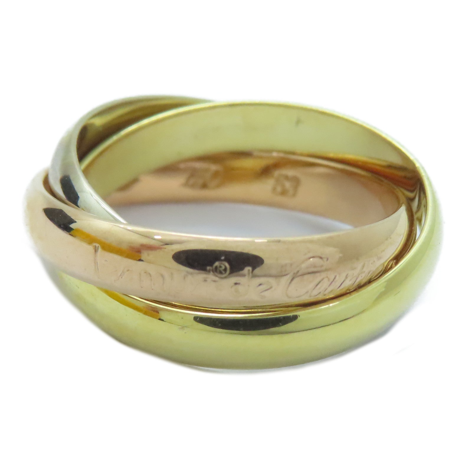 CARTIER 18K黃金/白金/玫瑰金Trinity戒指Cartier#53/US#6.25