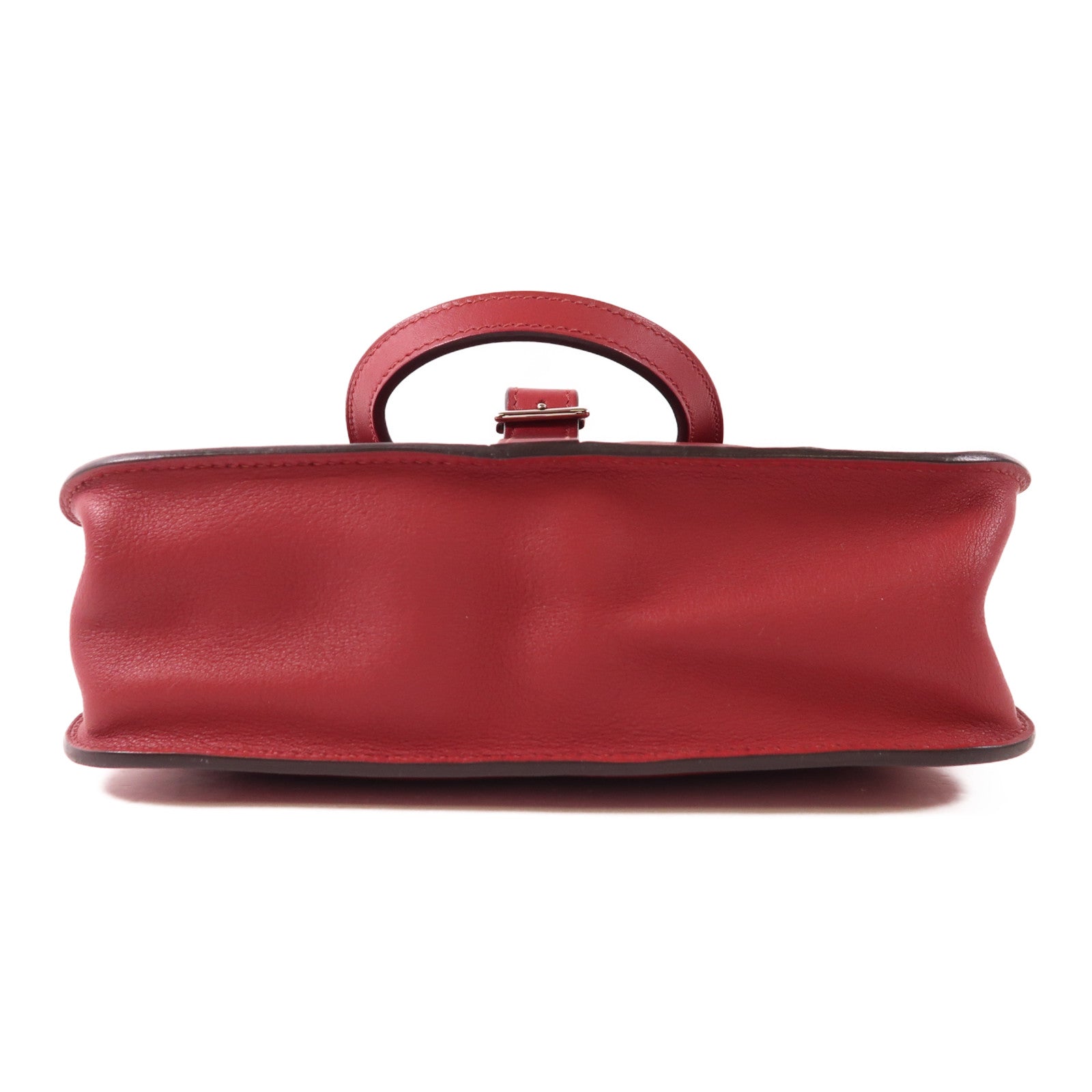 HERMES Swift皮革Mini Halzan銀扣手挽肩背兩用袋Rouge Garance