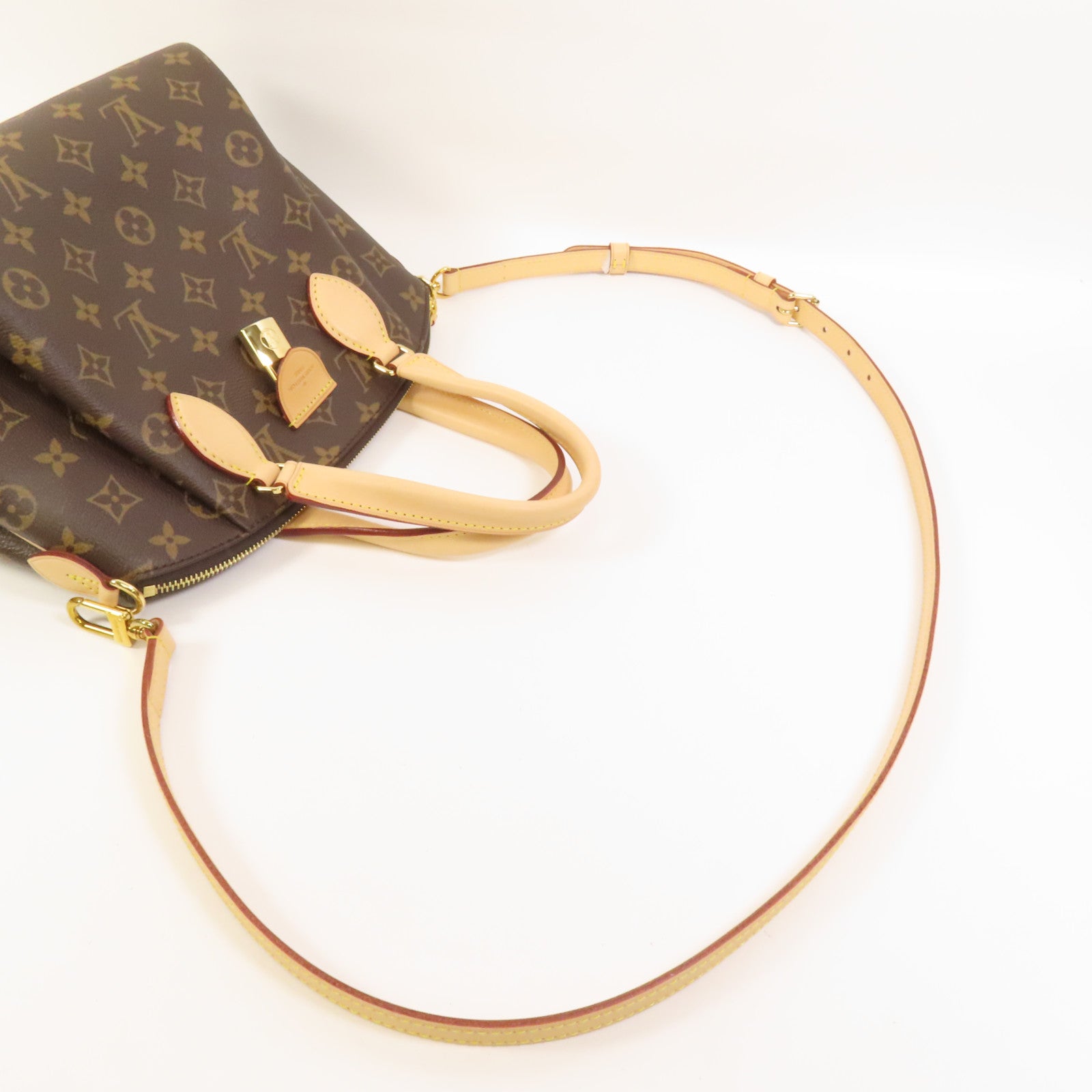 LOUIS VUITTON Monogram Rivoli PM金扣手挽肩背兩用袋棕色