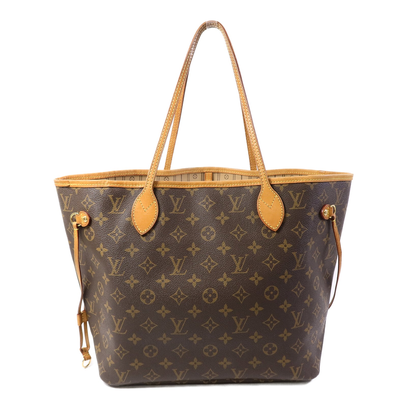 LOUIS VUITTON Monogram Neverfull MM金扣手挽袋