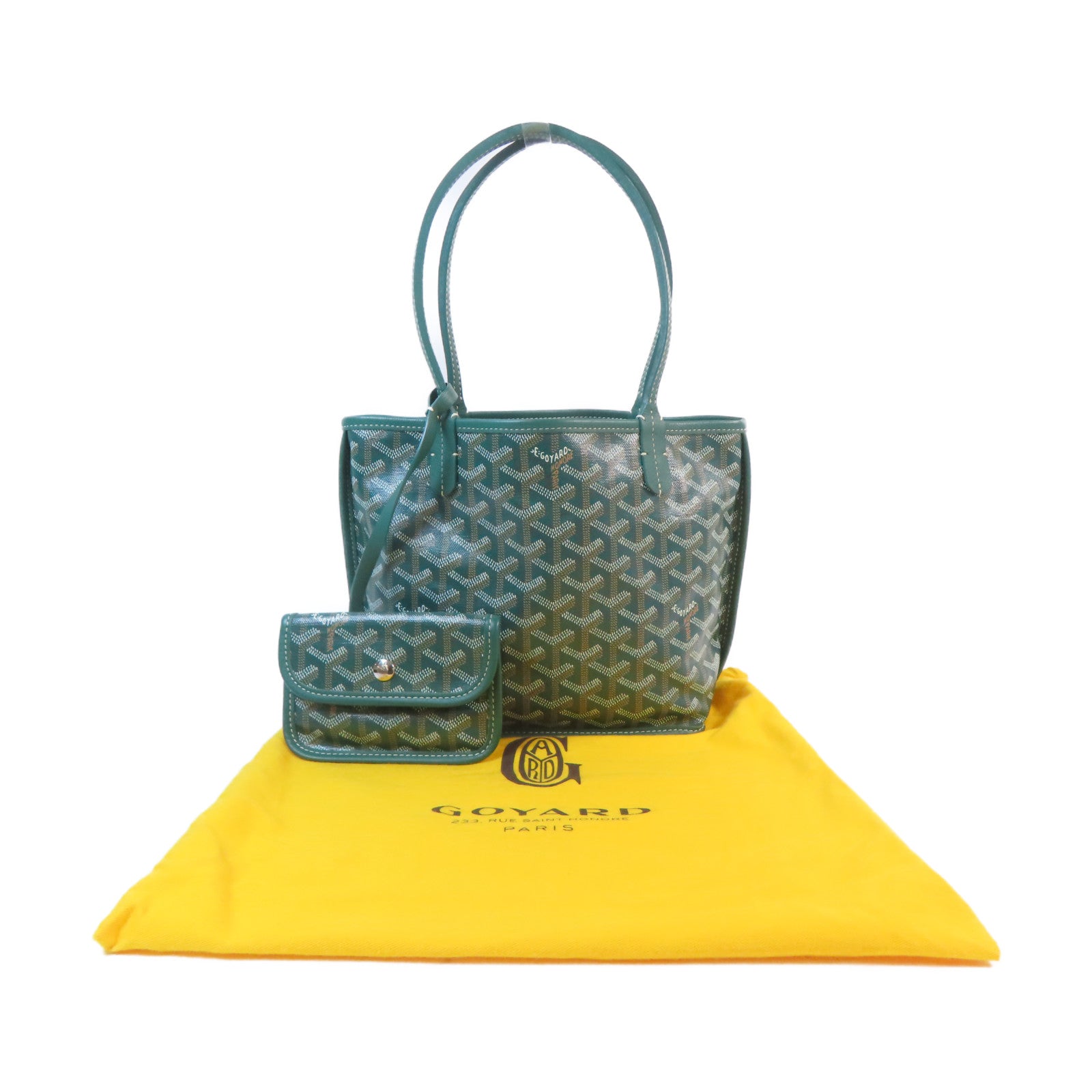 GOYARD 塗層帆布Anjou Mini Bag銀扣手挽袋綠色