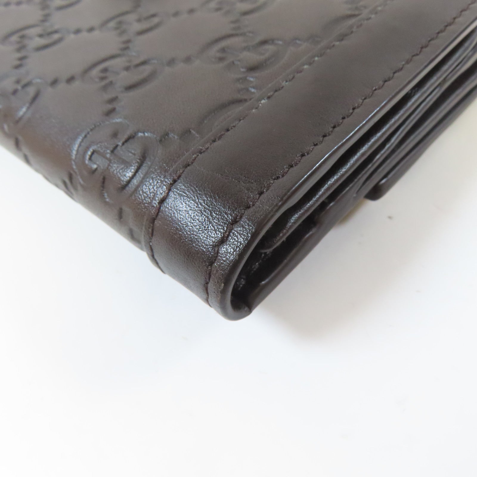 GUCCI 【激減優惠】牛皮皮革Long Wallet啪鈕長錢包啡色