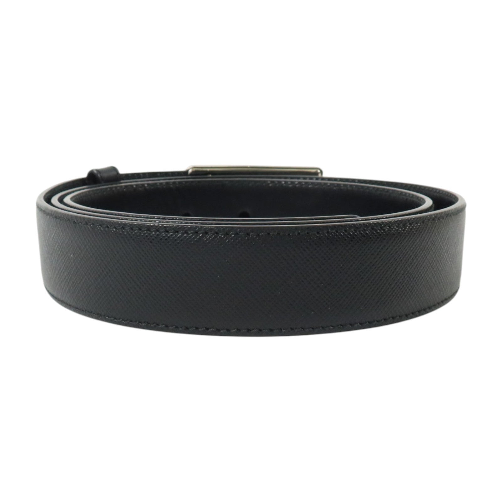PRADA Saffiano皮革Triangle Saffiano Leather Belt 90cm銀扣皮帶