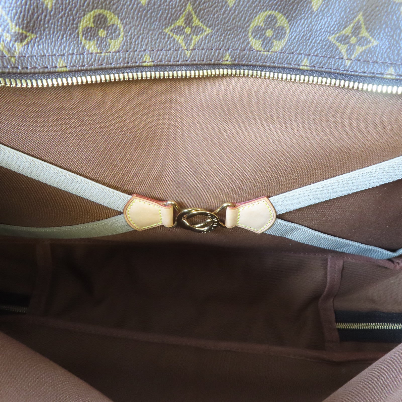 LOUIS VUITTON Monogram Hunting Bag金扣手挽肩背兩用袋啡色
