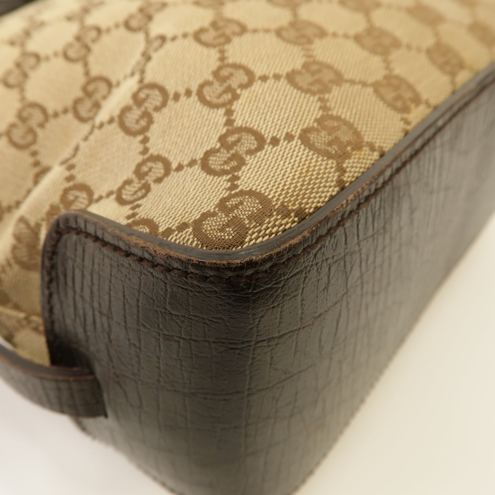 GUCCI 【激減優惠】帆布Hand Bag金扣手挽袋啡色
