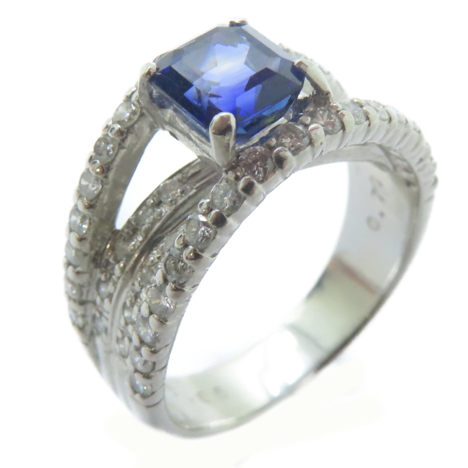 JEWELRY (PRICE DOWN) 1.56ct Sapphire 0.7ct Diamond Ring PT900 Platinum US#5.75