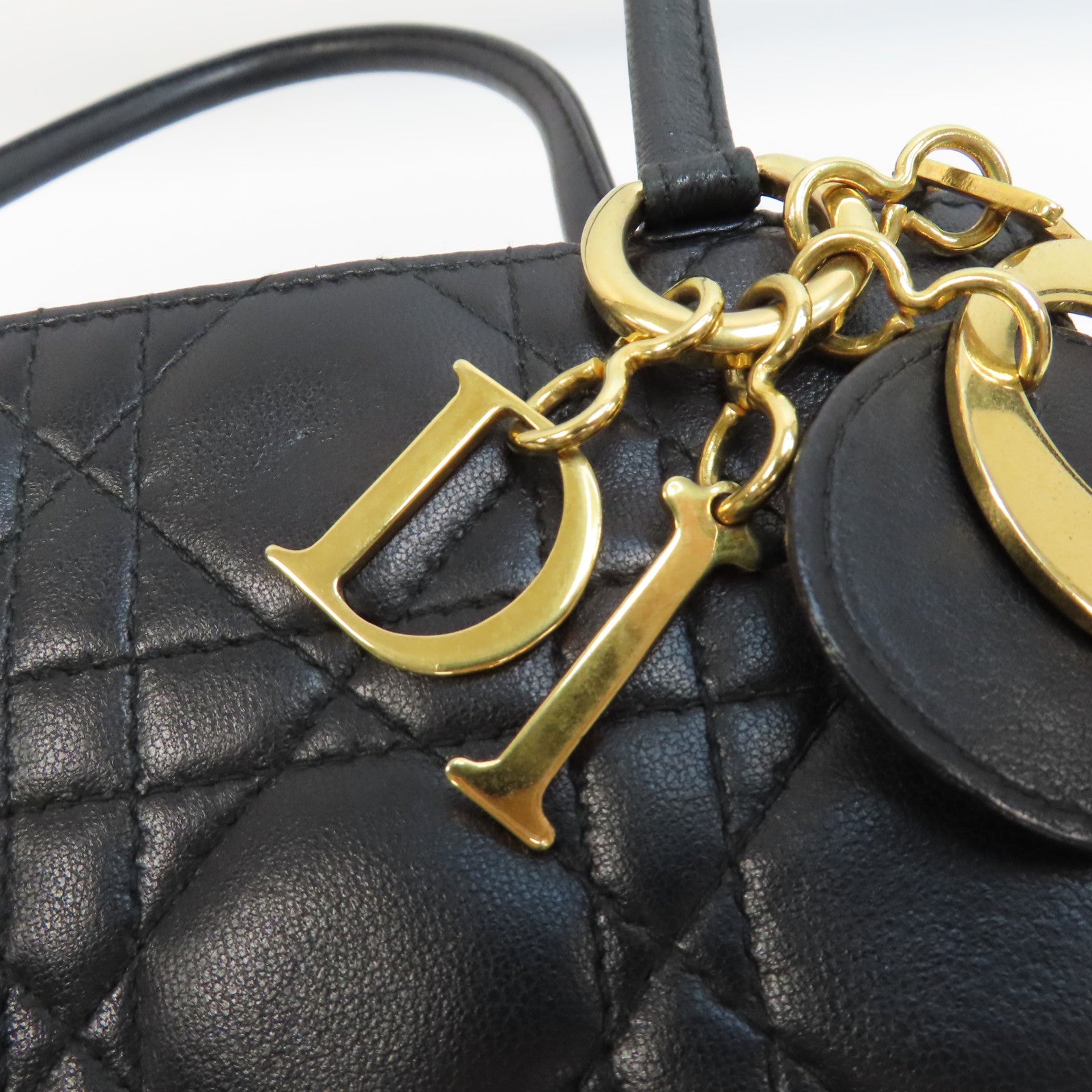 Dior 牛皮皮革Hand Bag金扣手挽袋黑色