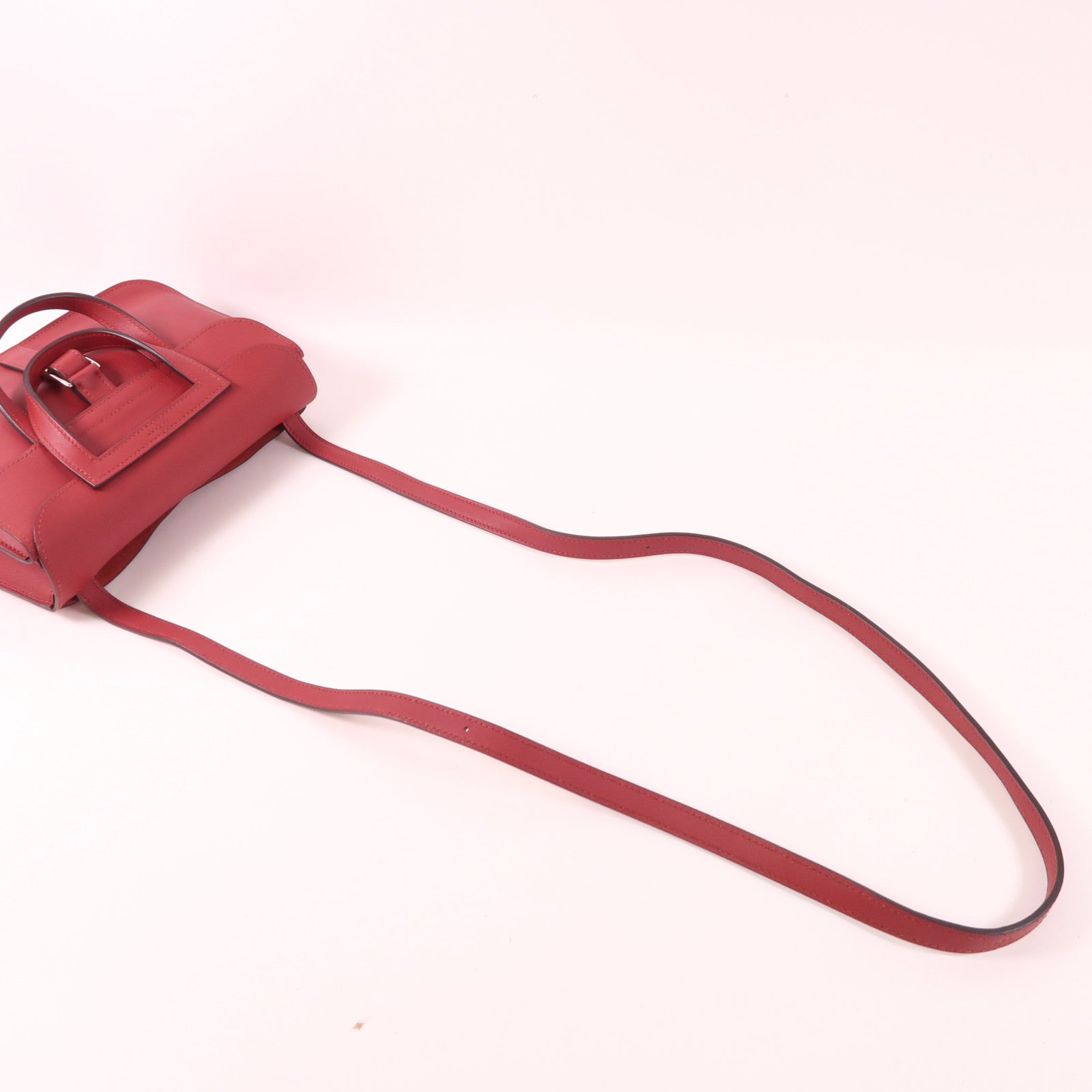 HERMES Swift皮革Mini Halzan銀扣手挽肩背兩用袋Rouge Garance