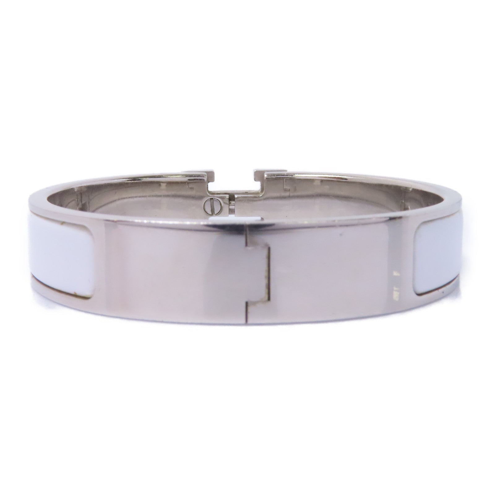 HERMES 琺瑯/金屬Clic H PM Bracelet手鐲白色/銀色