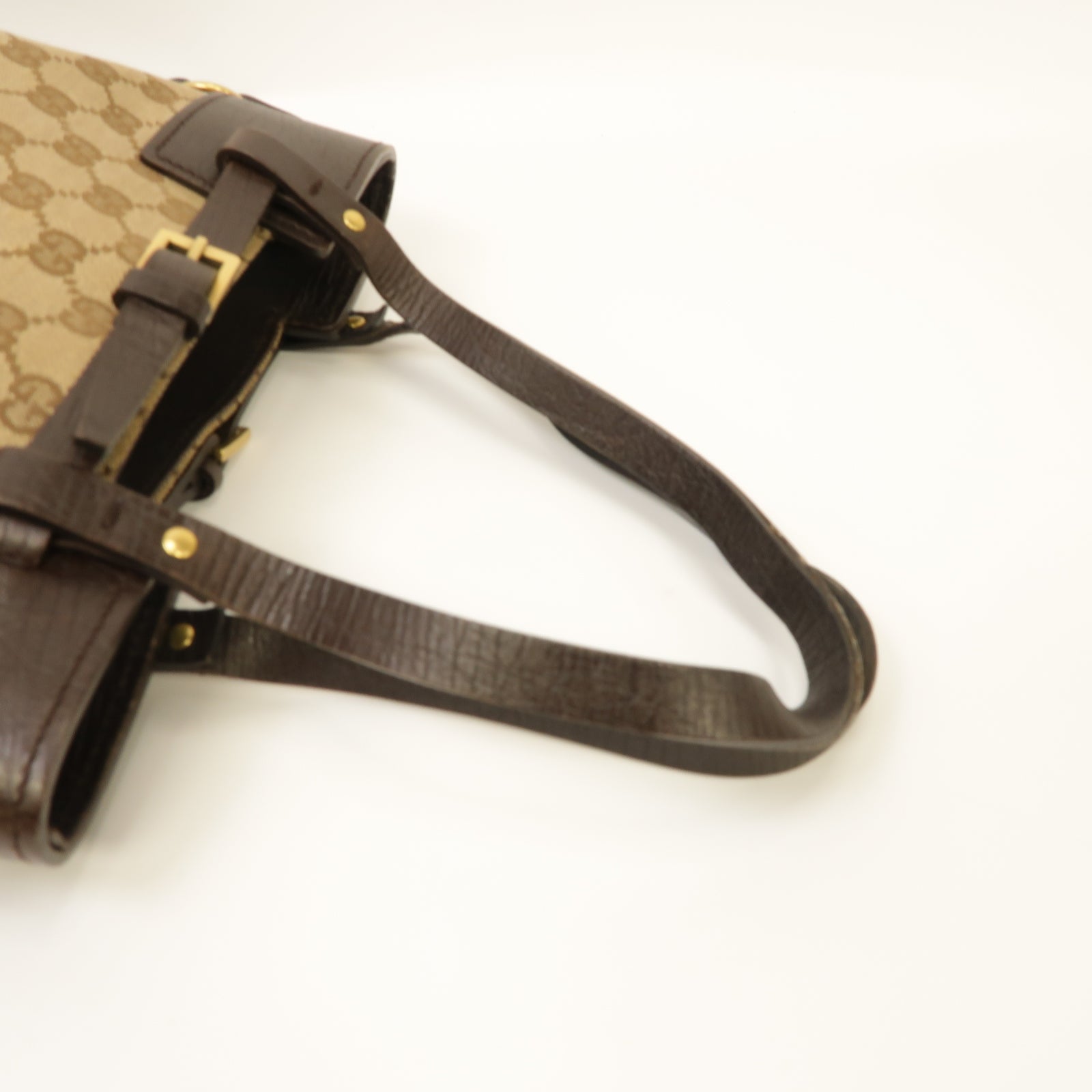 GUCCI 【激減優惠】帆布Hand Bag金扣手挽袋啡色