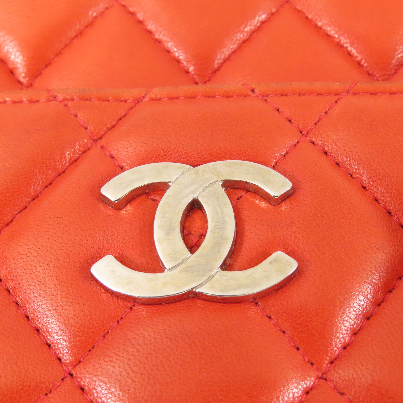 CHANEL 羊皮皮革Chain Shoulder銀扣鏈帶肩背袋