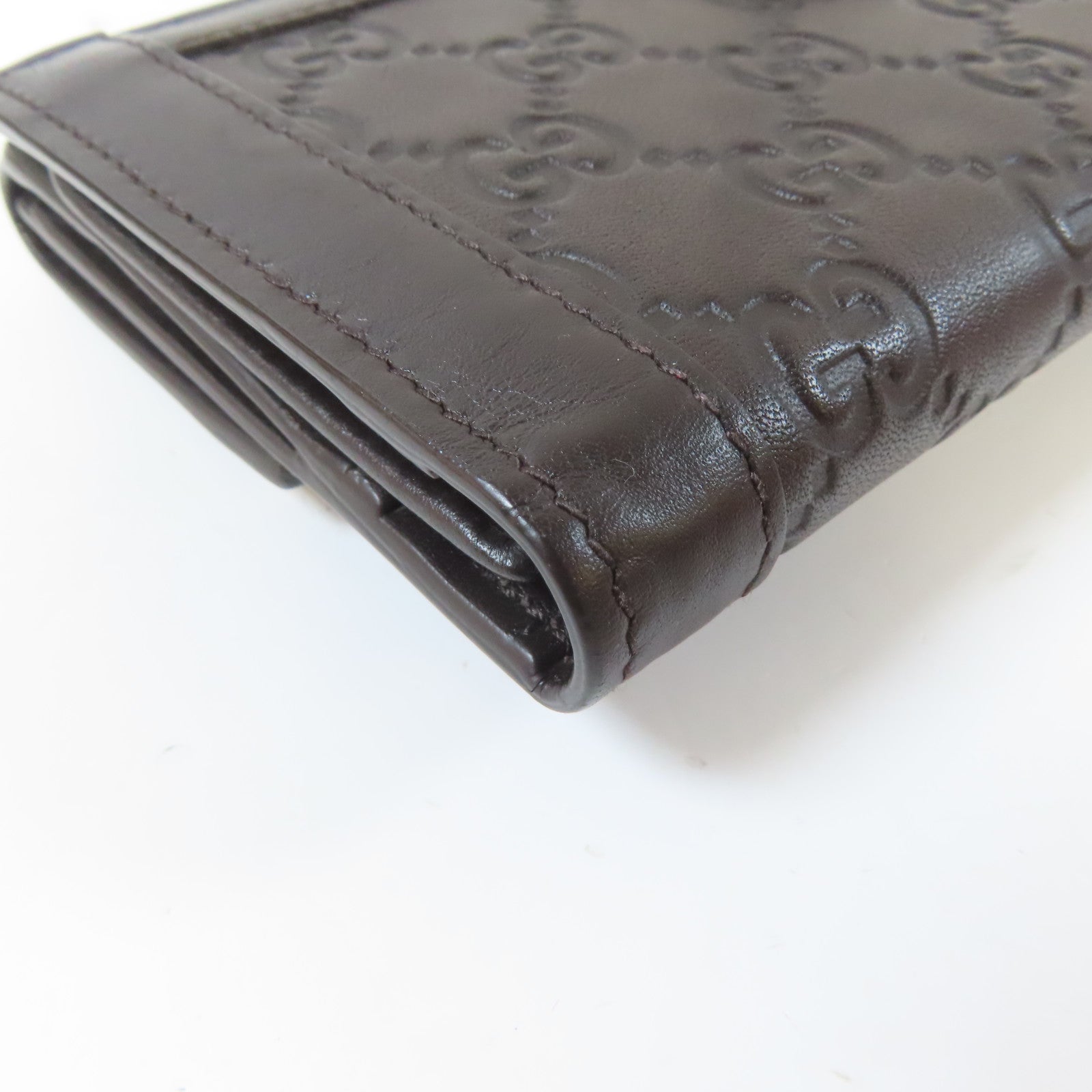 GUCCI 【激減優惠】牛皮皮革Long Wallet啪鈕長錢包啡色