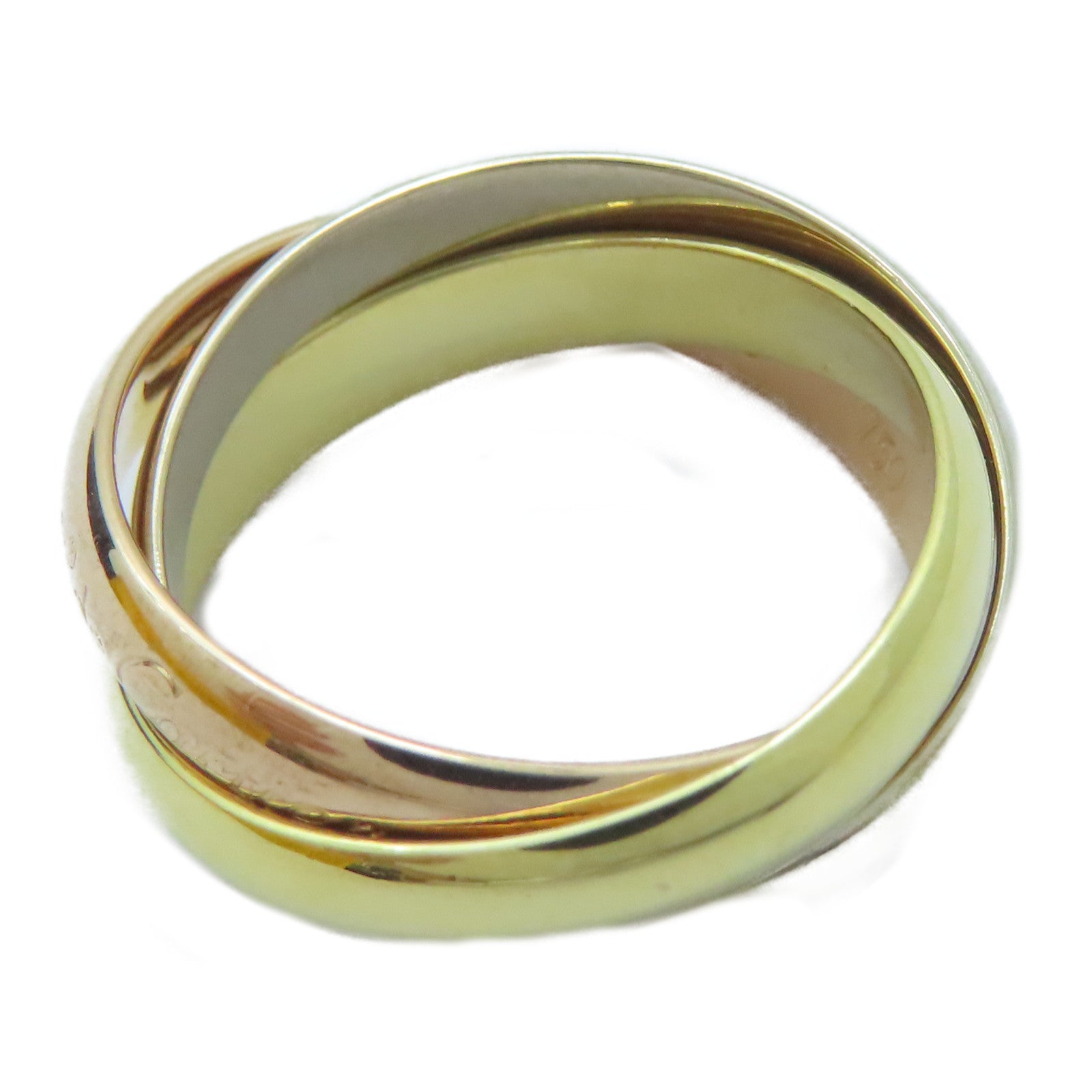 CARTIER 18K黃金/白金/玫瑰金Trinity戒指Cartier#53/US#6.25