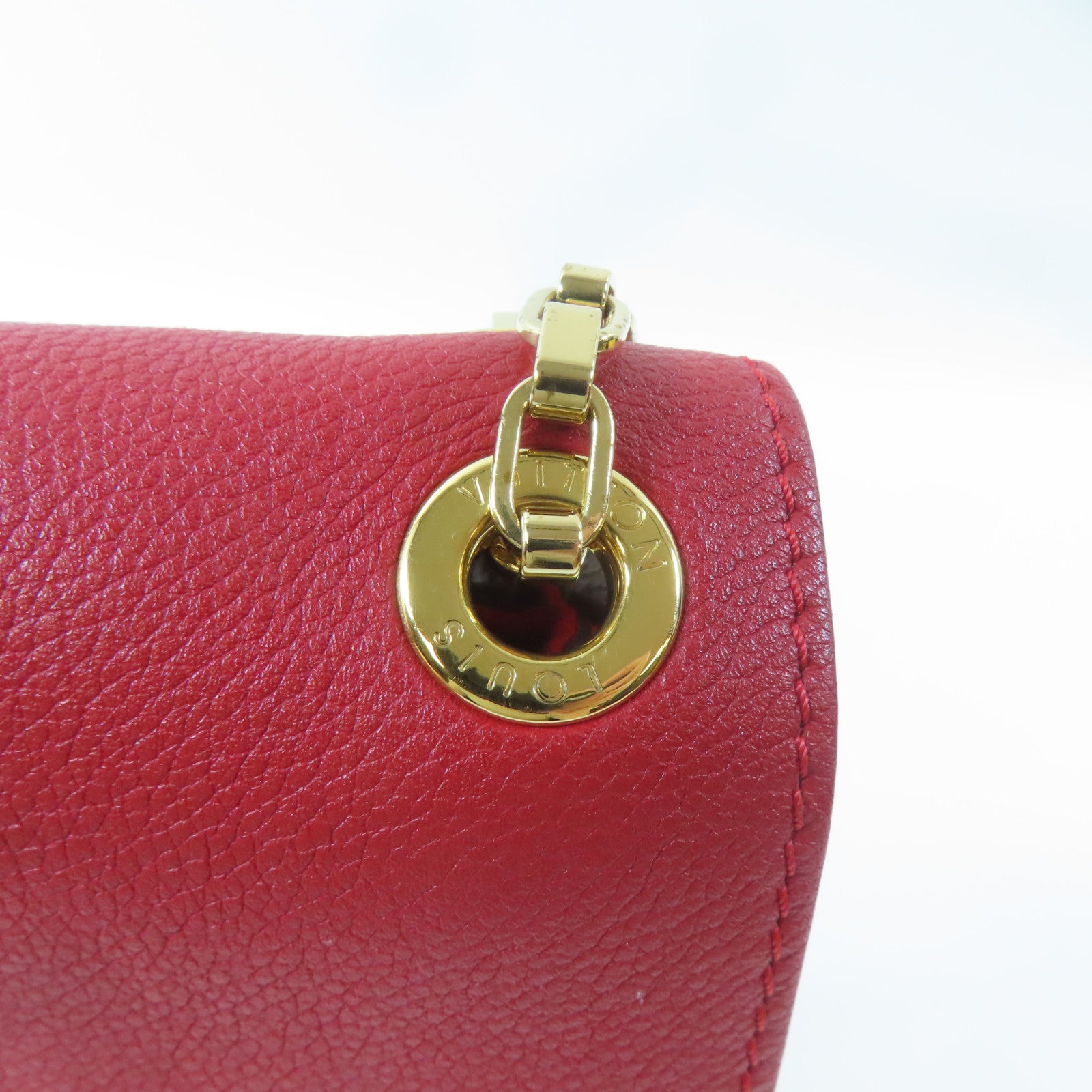 LOUIS VUITTON Monogram Pallas Chain Bag金扣鏈帶肩背袋啡色/紅色