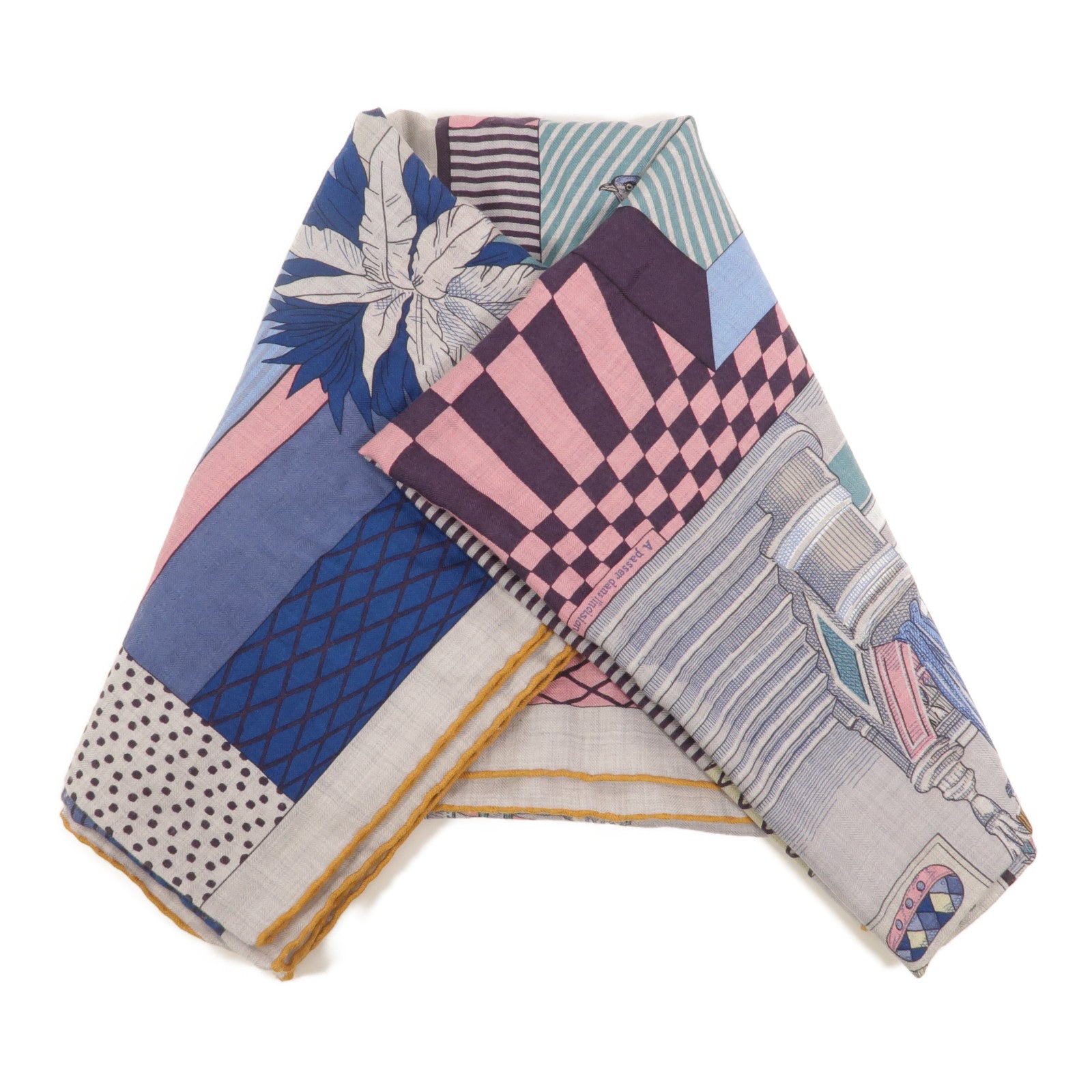 HERMES 羊絨/絲質Scarf 140X140絲巾