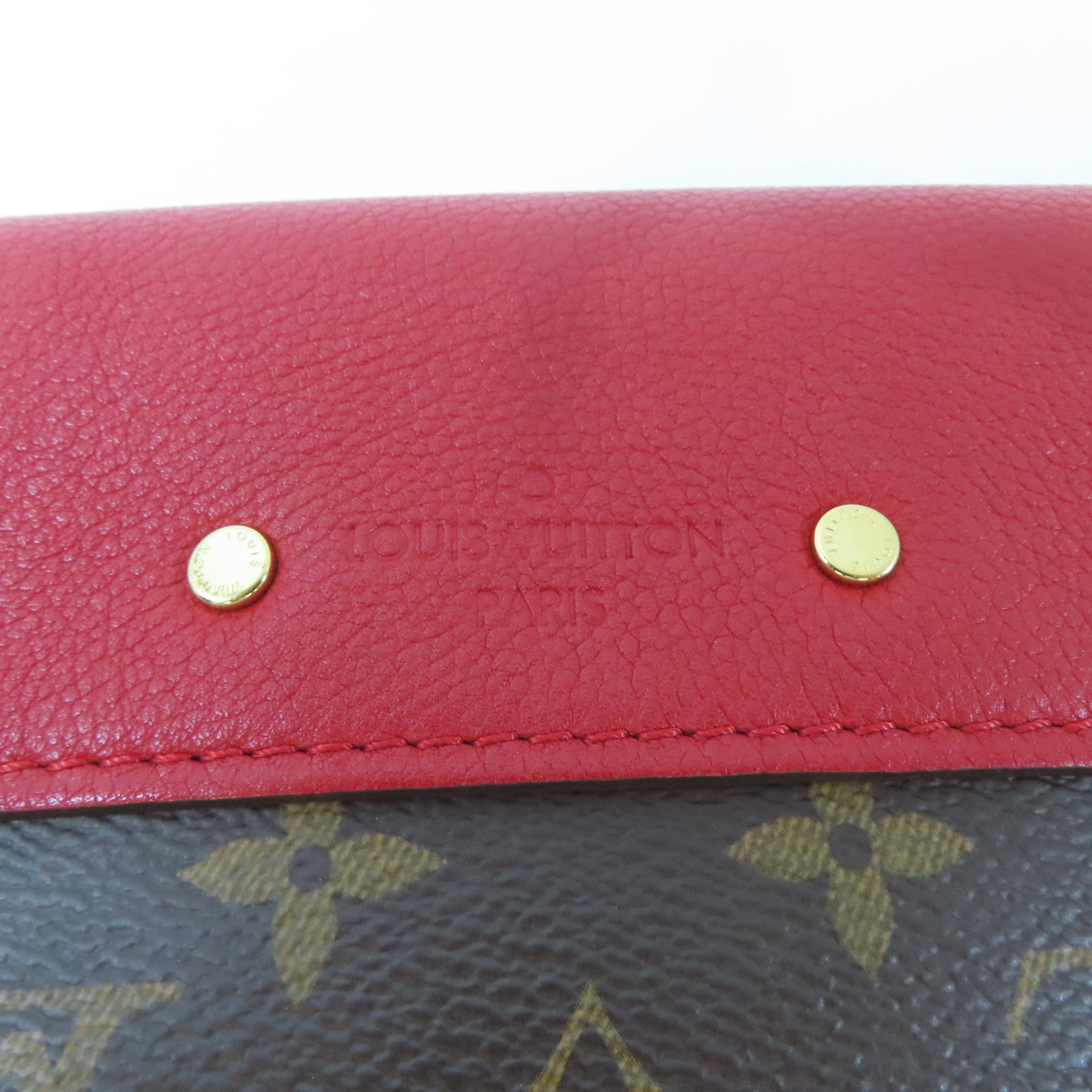 LOUIS VUITTON Monogram Pallas Chain Bag金扣鏈帶肩背袋啡色/紅色