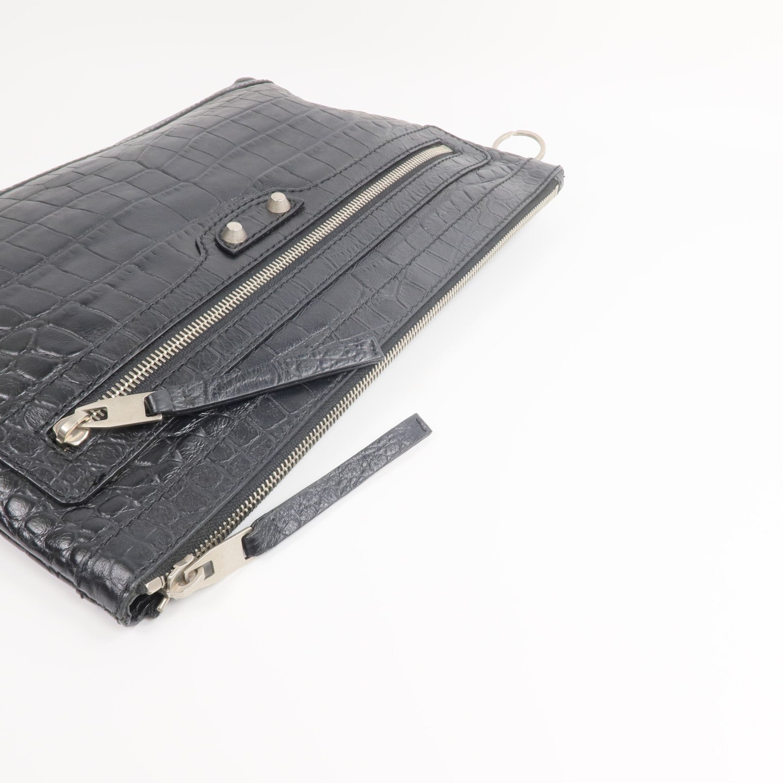 BALENCIAGA 牛皮皮革Crocodile Embossed Classic Clutch手拿包