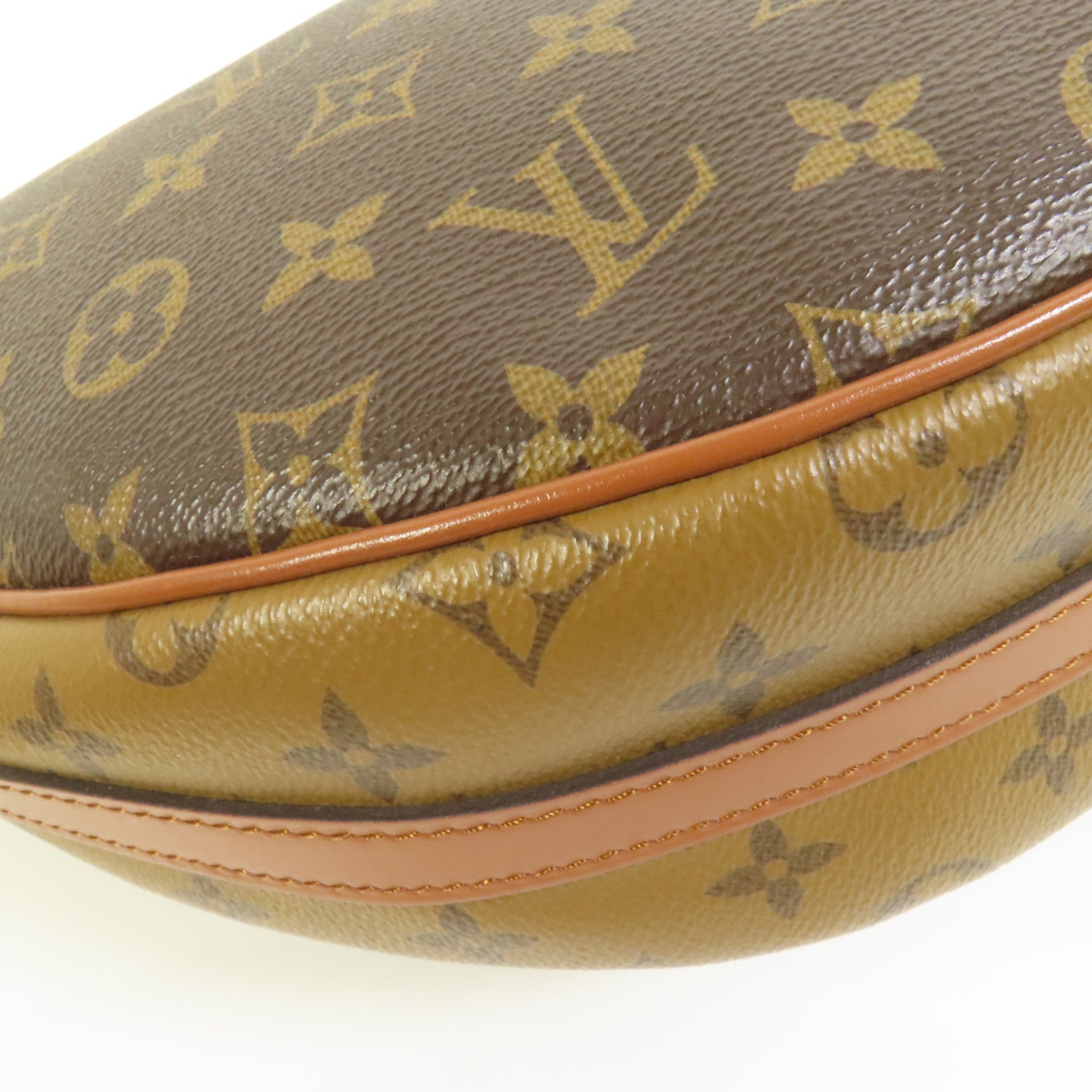 LOUIS VUITTON Monogram Reverse Loop Hobo金扣手挽肩背兩用袋棕色