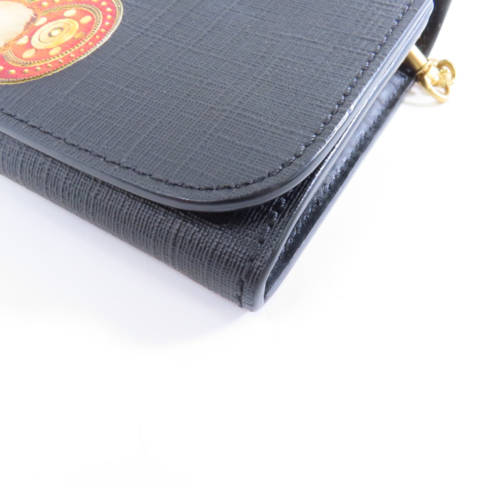 MOSCHINO 塗層帆布Chain Shoulder Bag金扣鏈帶肩背袋黑色