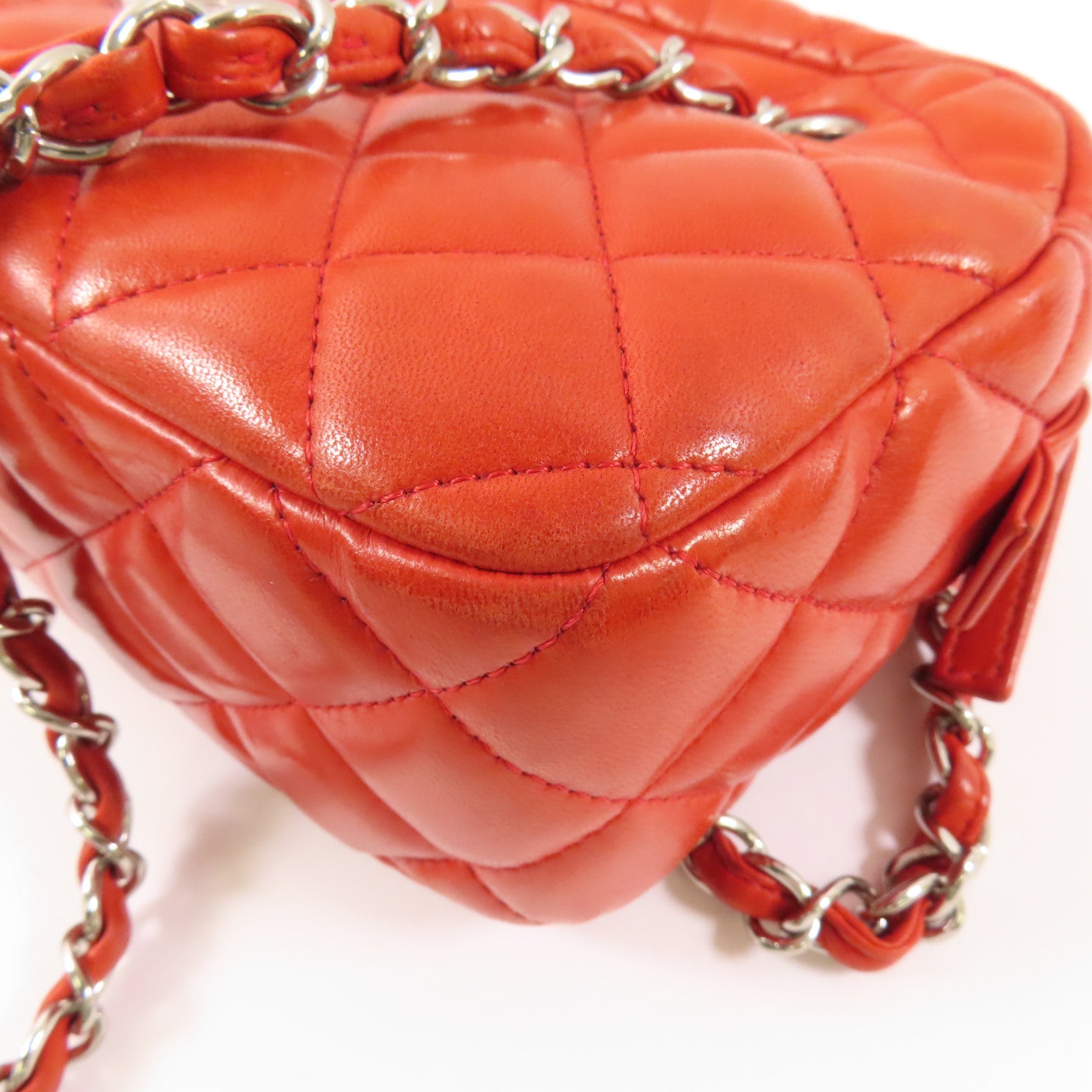 CHANEL 羊皮皮革Chain Shoulder銀扣鏈帶肩背袋