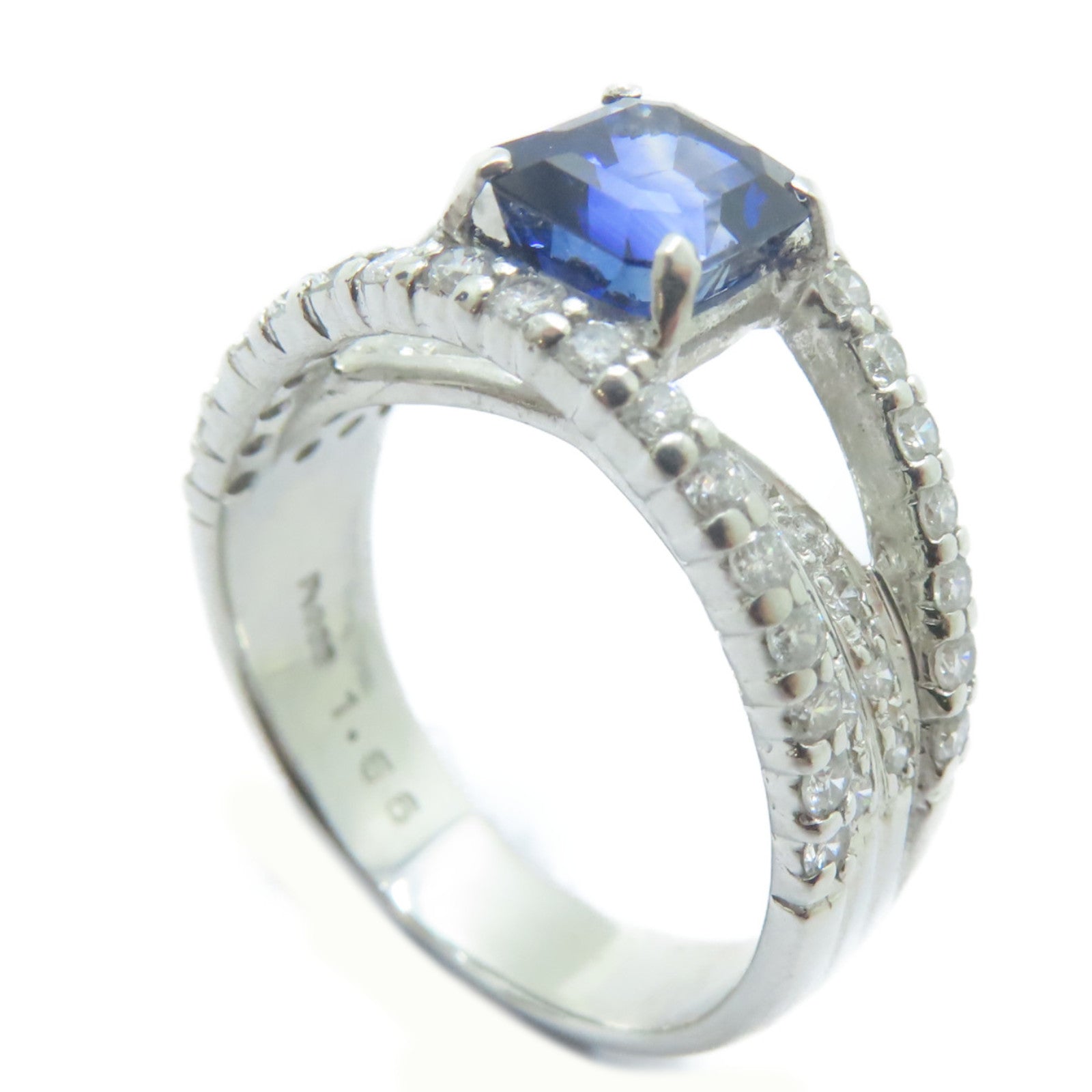 JEWELRY (PRICE DOWN) 1.56ct Sapphire 0.7ct Diamond Ring PT900 Platinum US#5.75