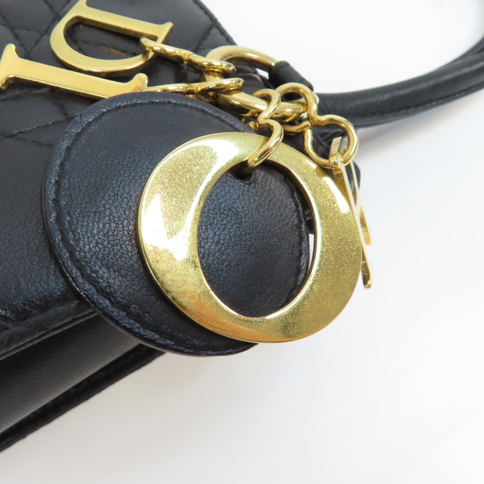Dior 牛皮皮革Hand Bag金扣手挽袋黑色