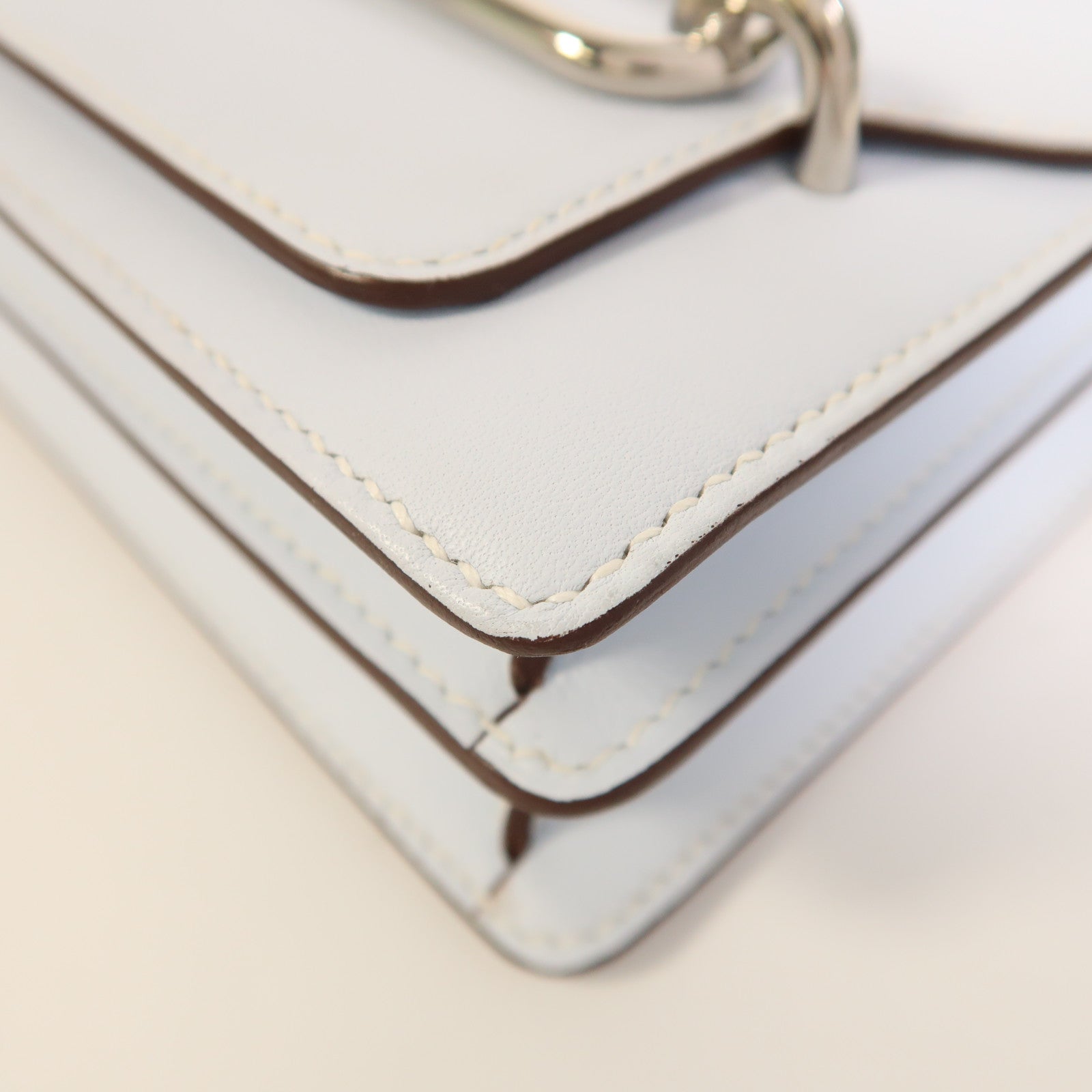 HERMES Swift皮革Roulis Mini銀扣肩背袋Bleu Brume