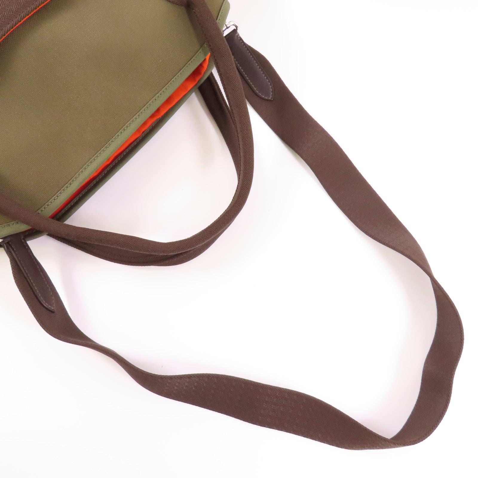 HERMES 帆布The Grooming Bag銀扣手挽肩背兩用袋