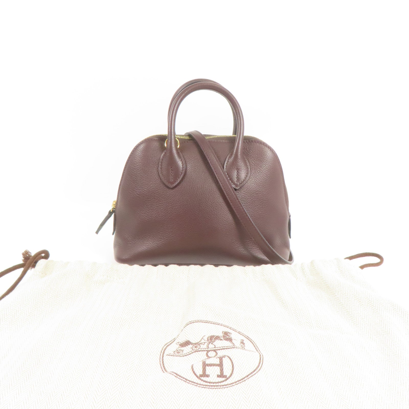 HERMES 【激減優惠】Evercolor皮革Bolide Mini金扣手挽肩背兩用袋Rouge Sellier