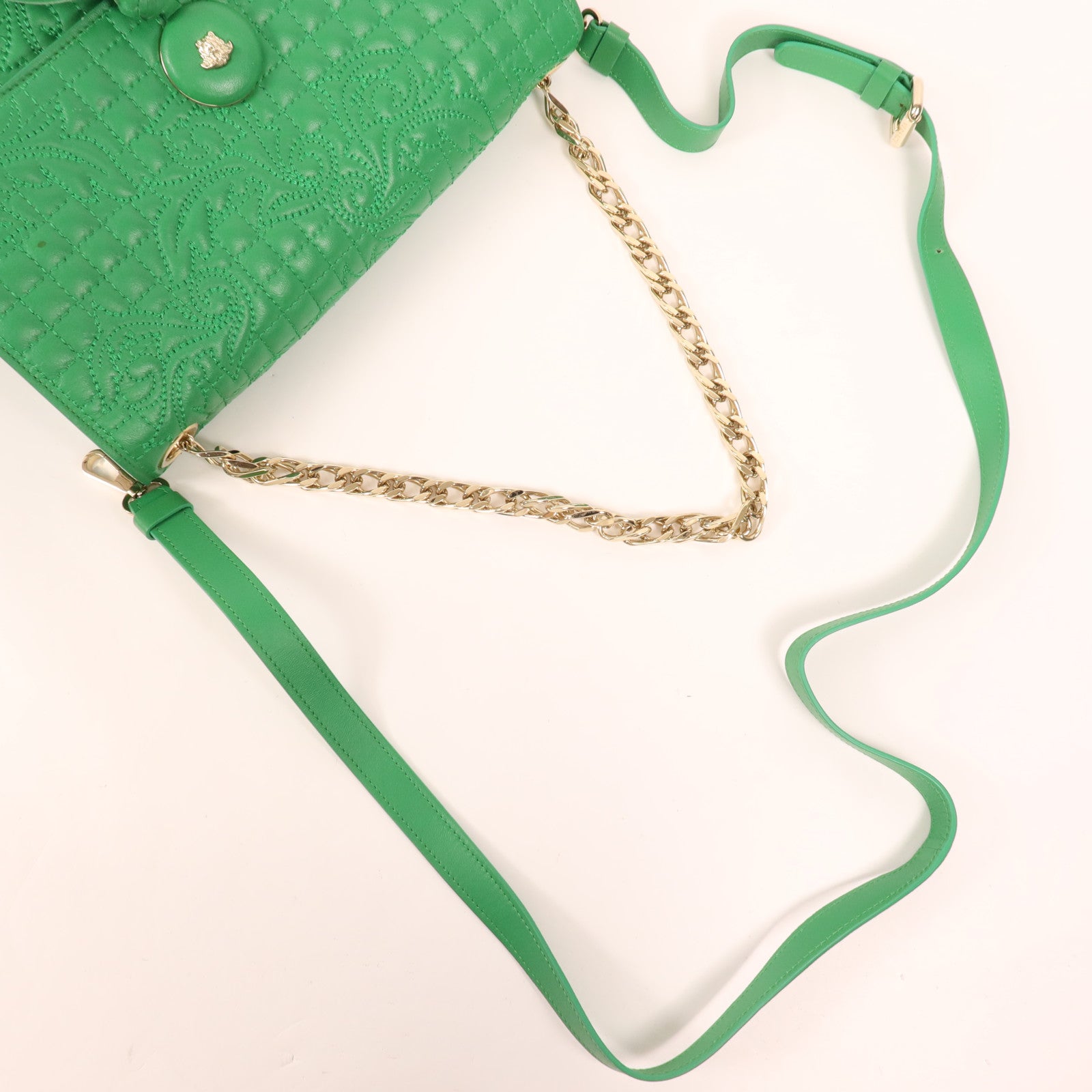 VERSACE 牛皮皮革Shoulder Bag金扣手挽肩背兩用袋