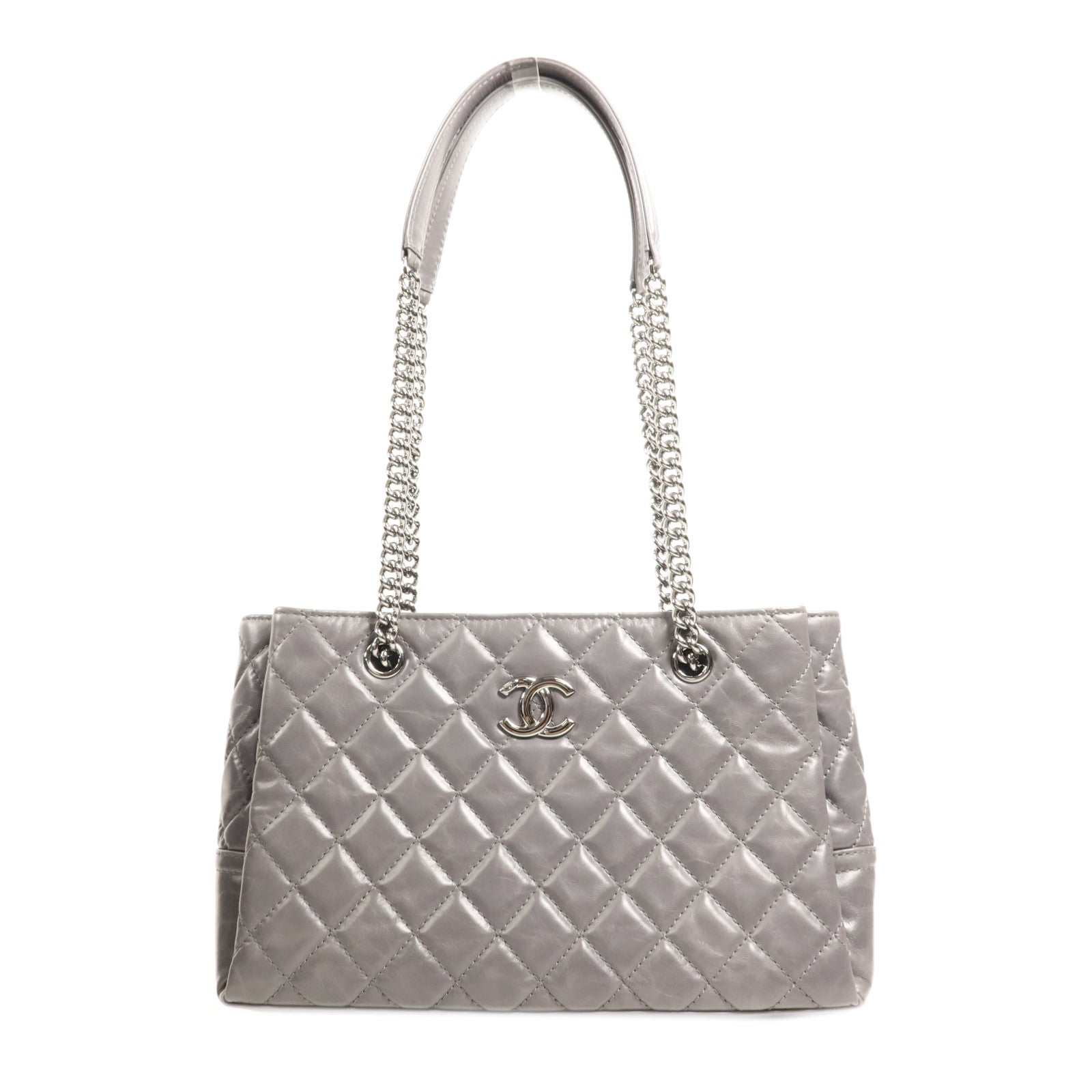 CHANEL 牛皮皮革Chain Shoulder Bag銀扣鏈帶肩背袋