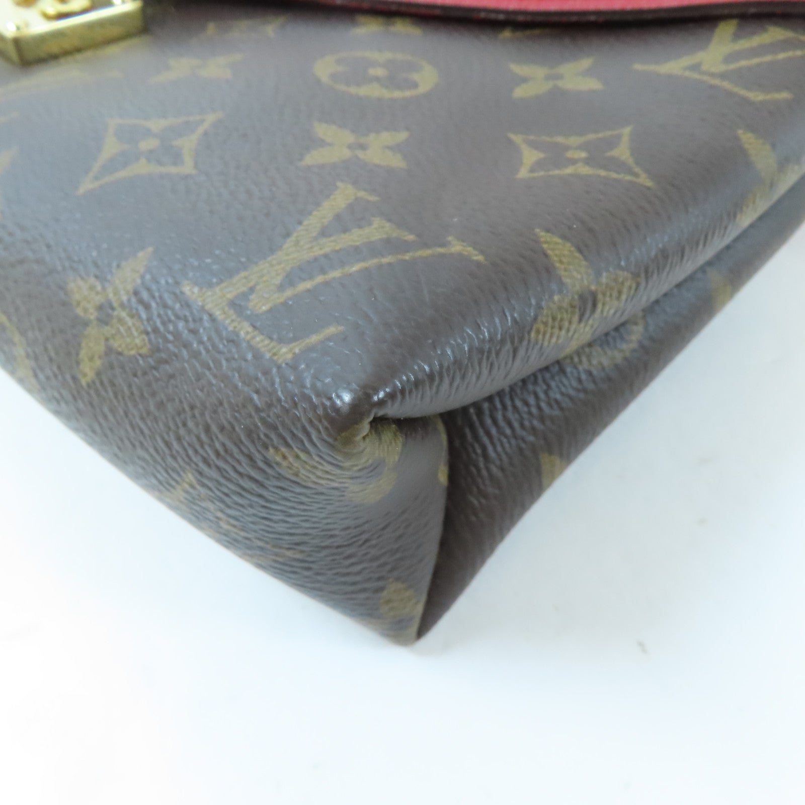 LOUIS VUITTON Monogram Pallas Chain Bag金扣鏈帶肩背袋啡色/紅色