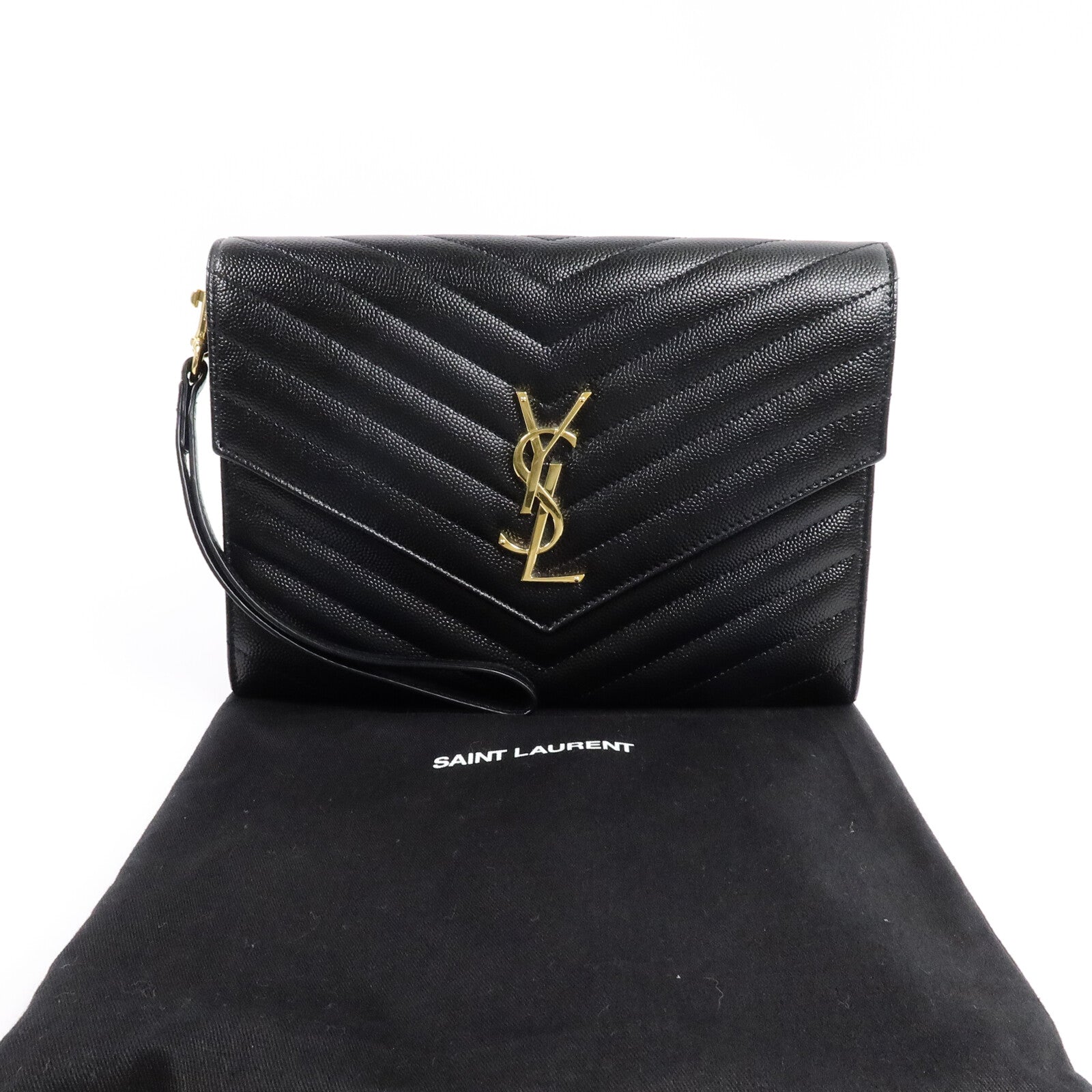 YVES SAINT LAURENT 牛皮皮革Pouch手拿包