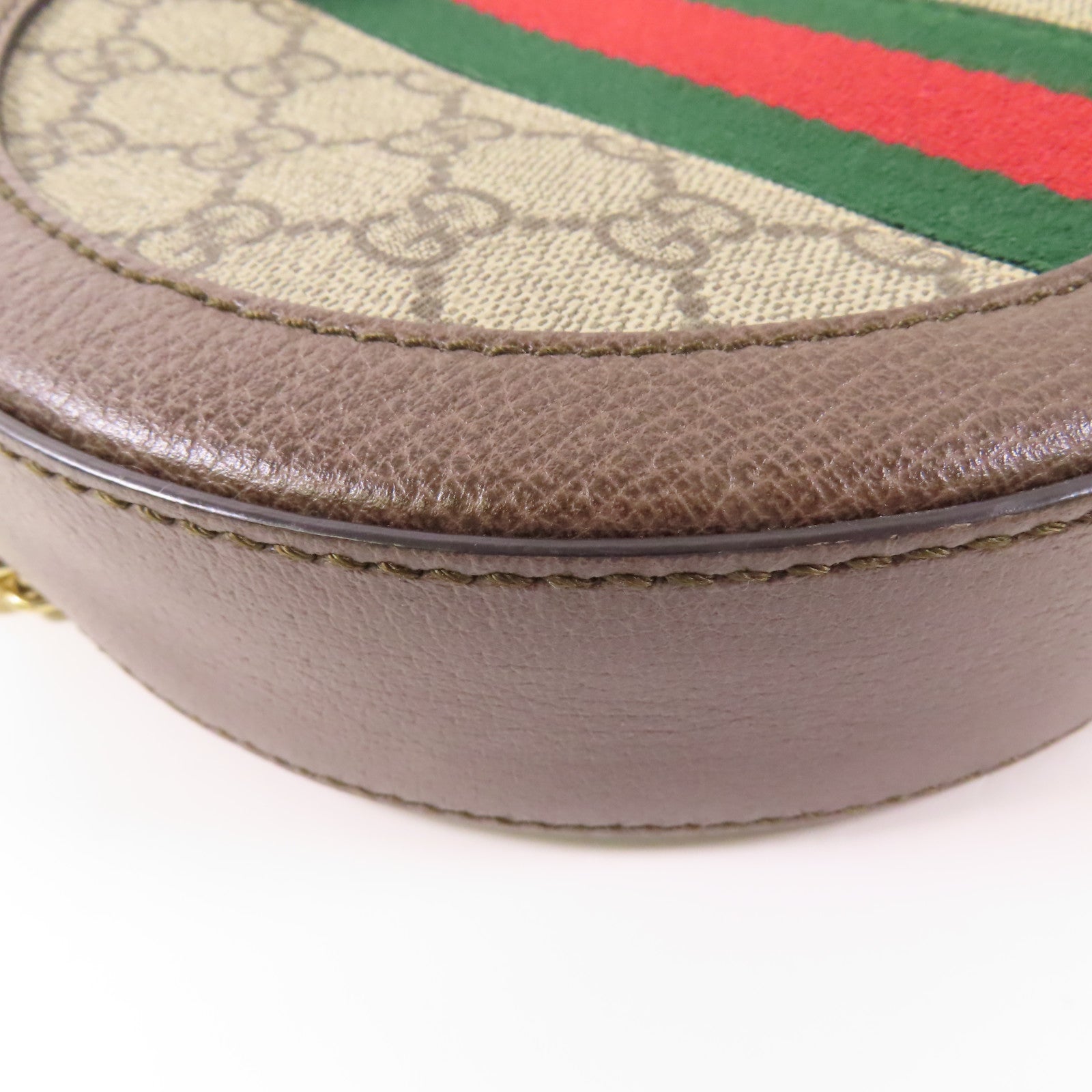 GUCCI GG GHW Ophidia Chain Shoulder Bag 550618 Coated Canvas Brown