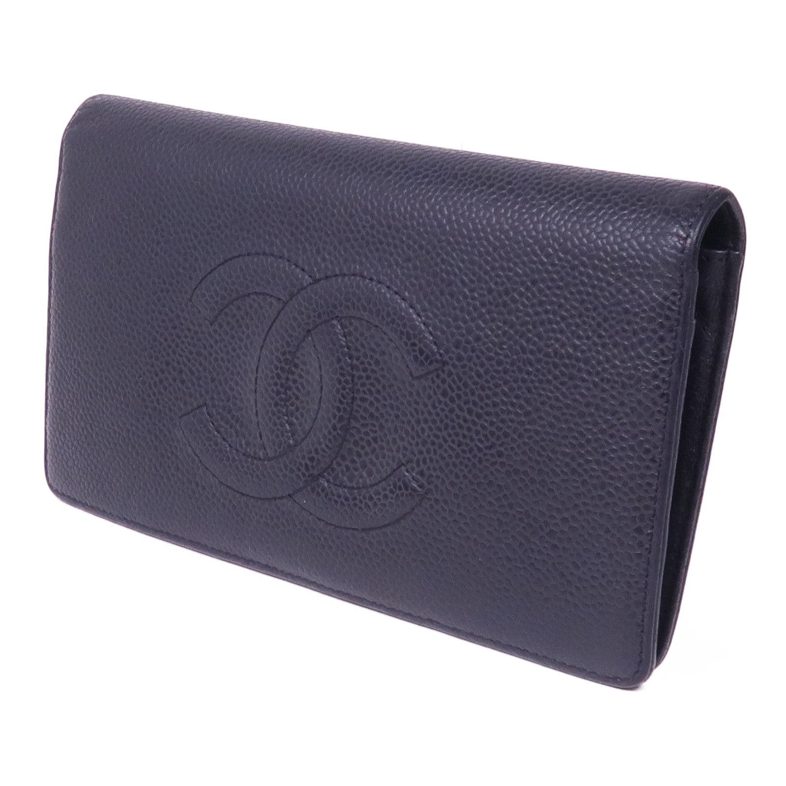 CHANEL 牛皮皮革Long Wallet銀扣長錢包