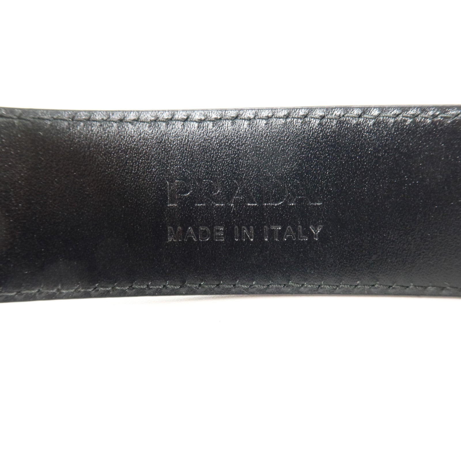 PRADA Saffiano皮革Triangle Saffiano Leather Belt 90cm銀扣皮帶