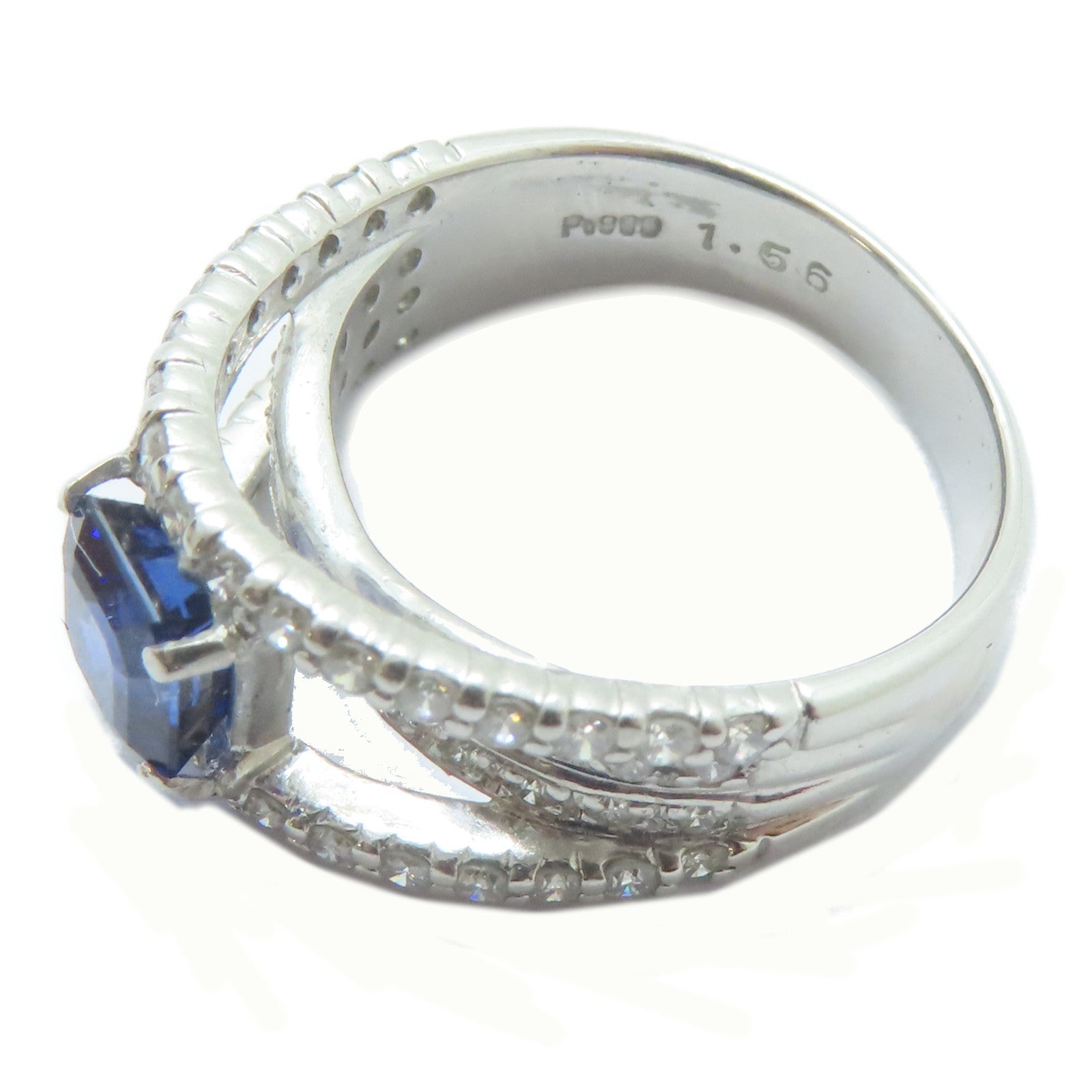 JEWELRY 【激減優惠】PT900鉑金Sapphire Ring1.56ct藍寶石/0.7ct鑚石戒指US#5.75