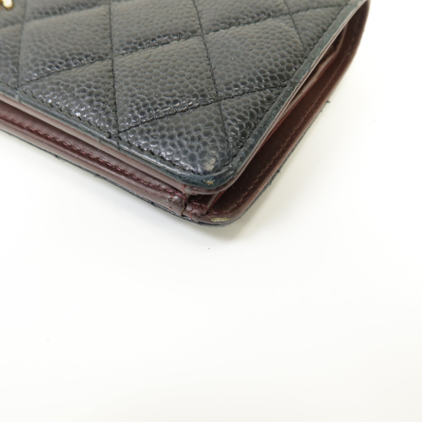 CHANEL 菱格Caviar皮革Long Wallet金扣長錢包黒色
