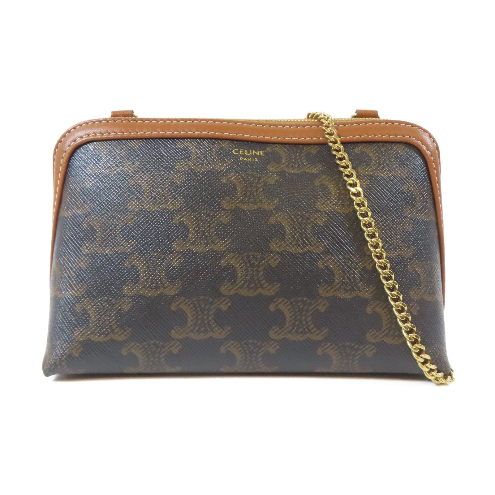 CELINE 帆布Shoulder Bag金扣肩背袋啡色