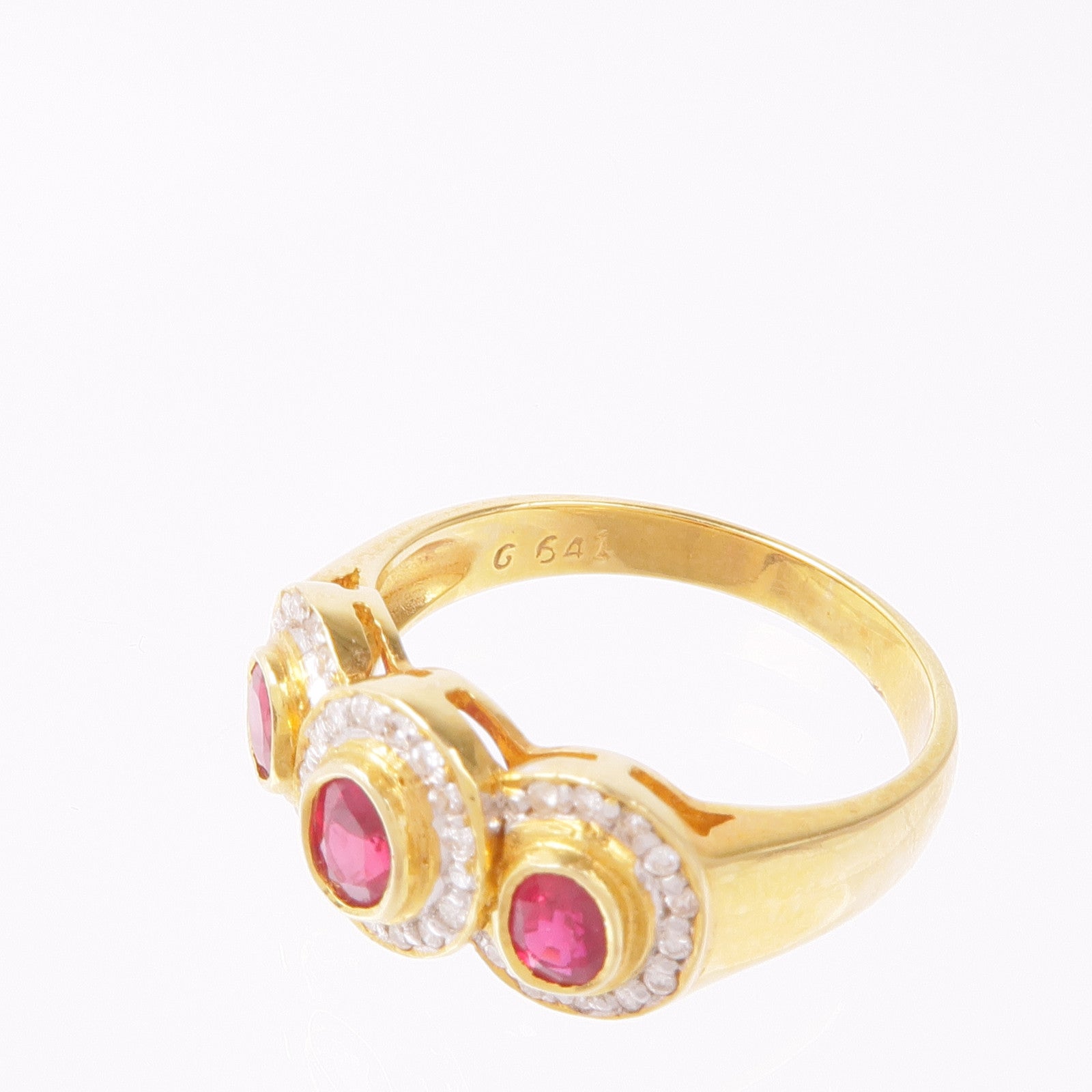 JEWELRY 18K黃金Ruby Diamond Ring紅寶石/鑽石戒指US#7.25