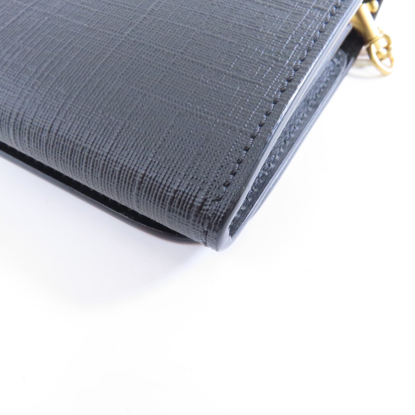 MOSCHINO 塗層帆布Chain Shoulder Bag金扣鏈帶肩背袋黑色