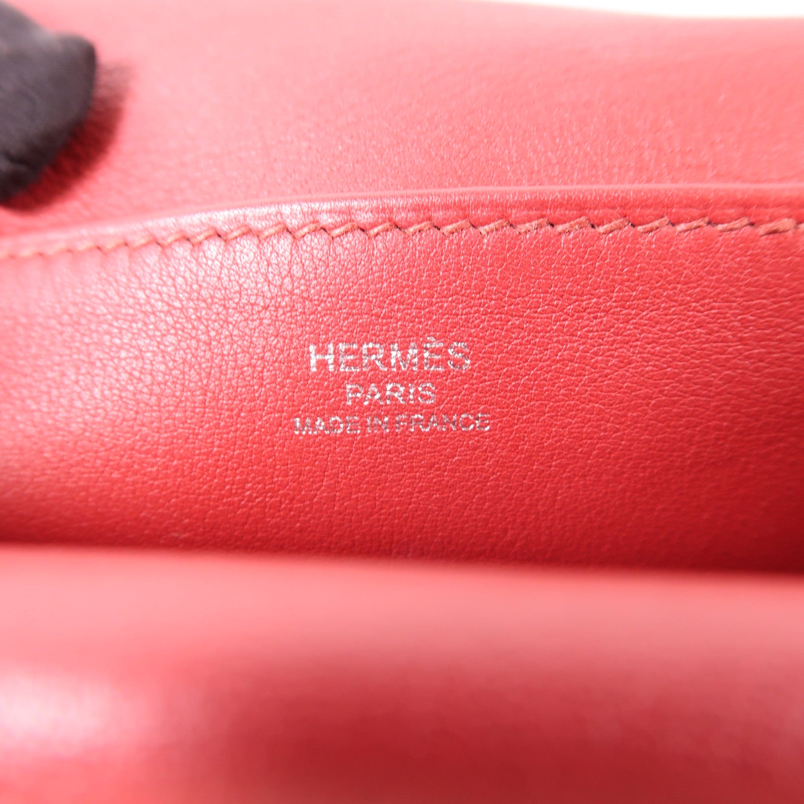 HERMES Swift皮革Mini Halzan銀扣手挽肩背兩用袋Rouge Garance