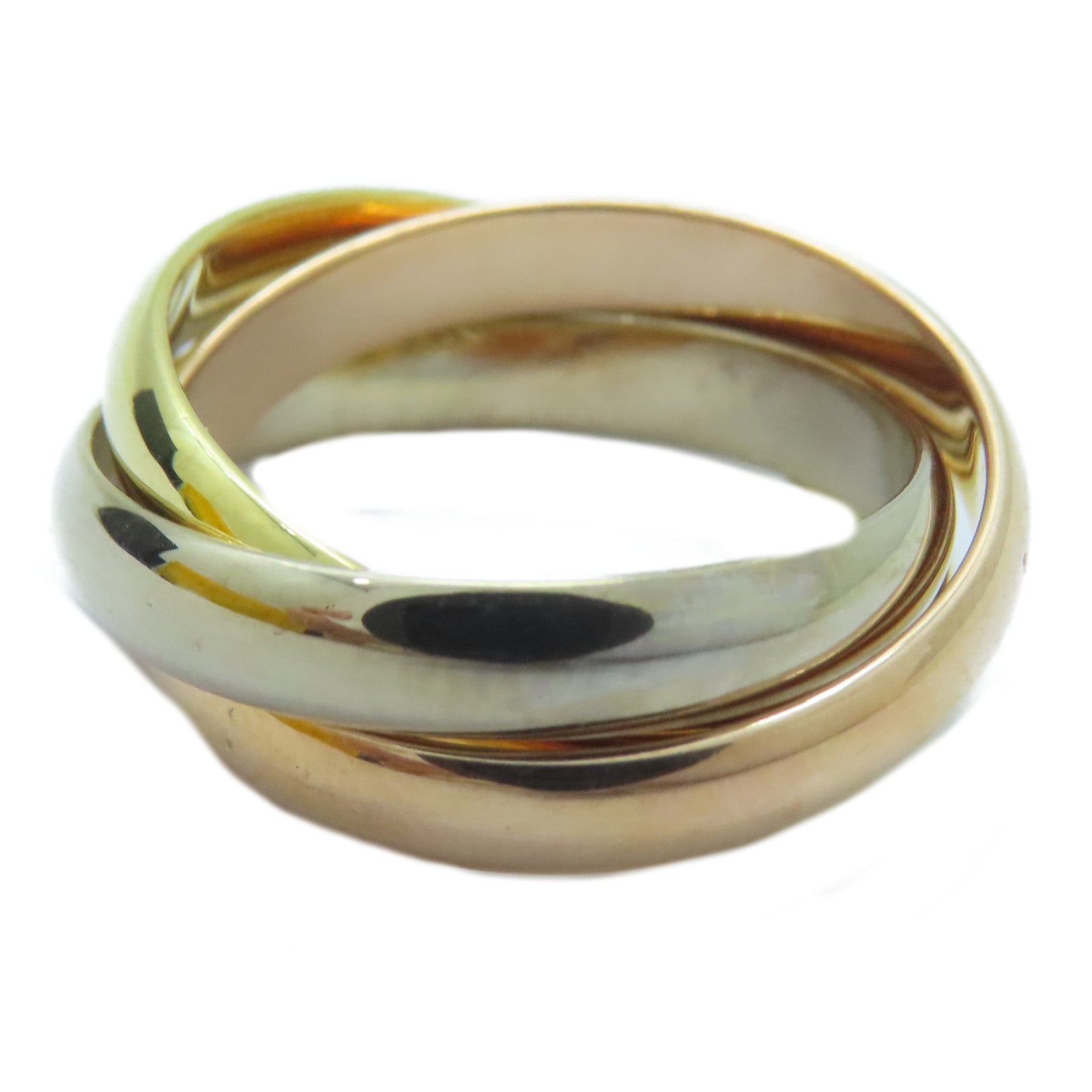 CARTIER 18K黃金/白金/玫瑰金Trinity戒指Cartier#53/US#6.25